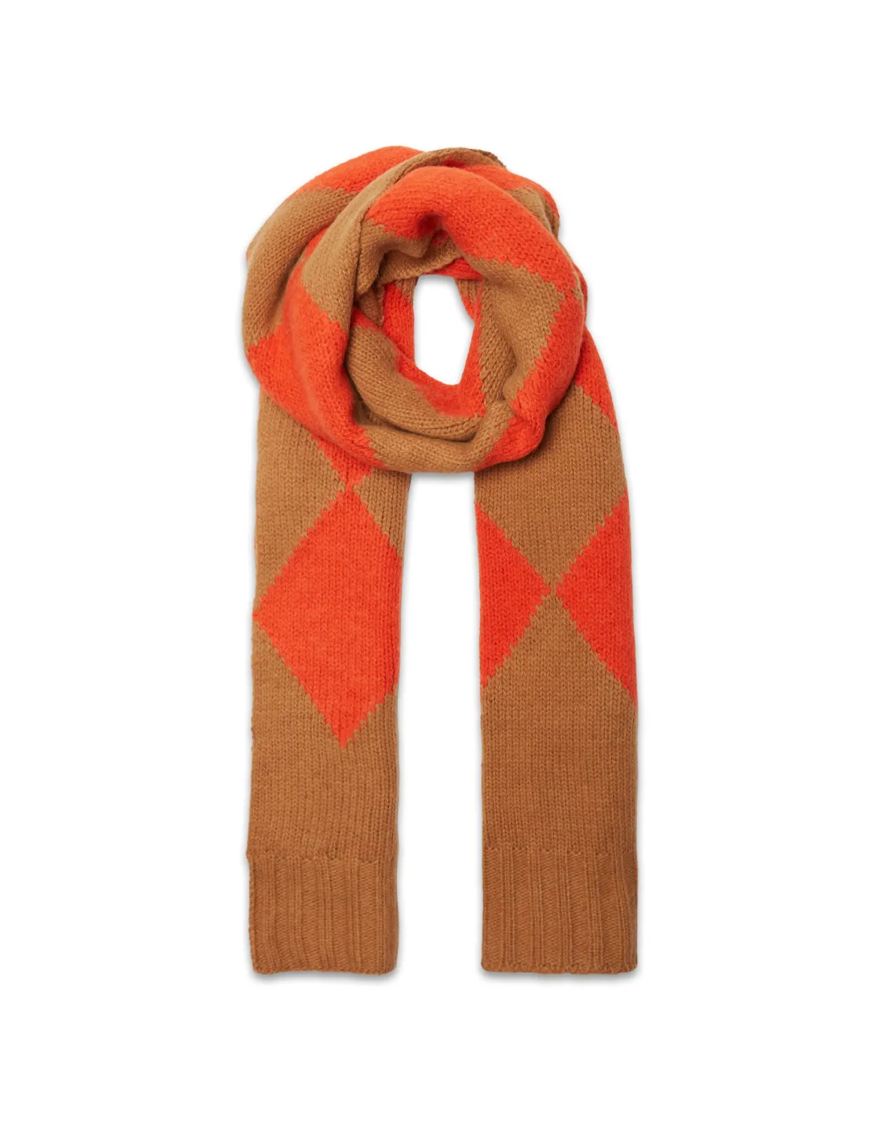 Clearance La DoubleJ Argyle ScarfCamel Orange in Wool