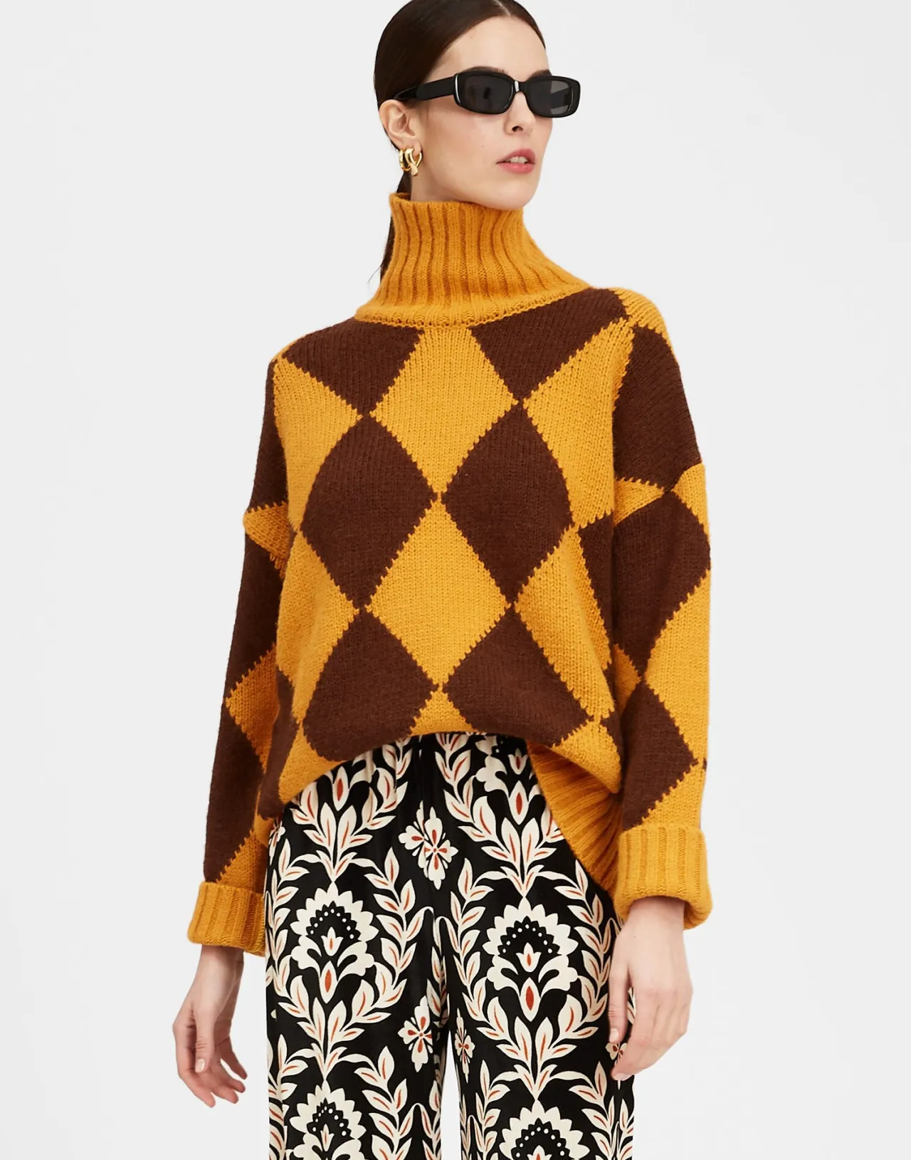 Flash Sale La DoubleJ Argyle SweaterYellow / Brown in Wool