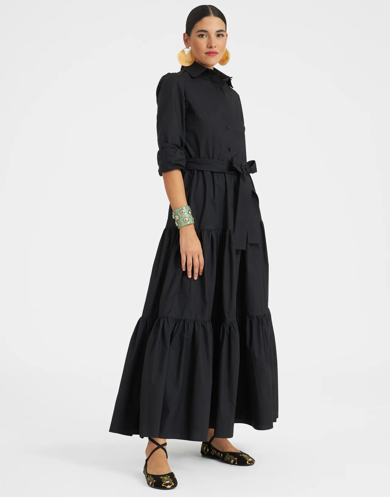 Discount La DoubleJ Bellini DressSolid Black in Cotton Poplin