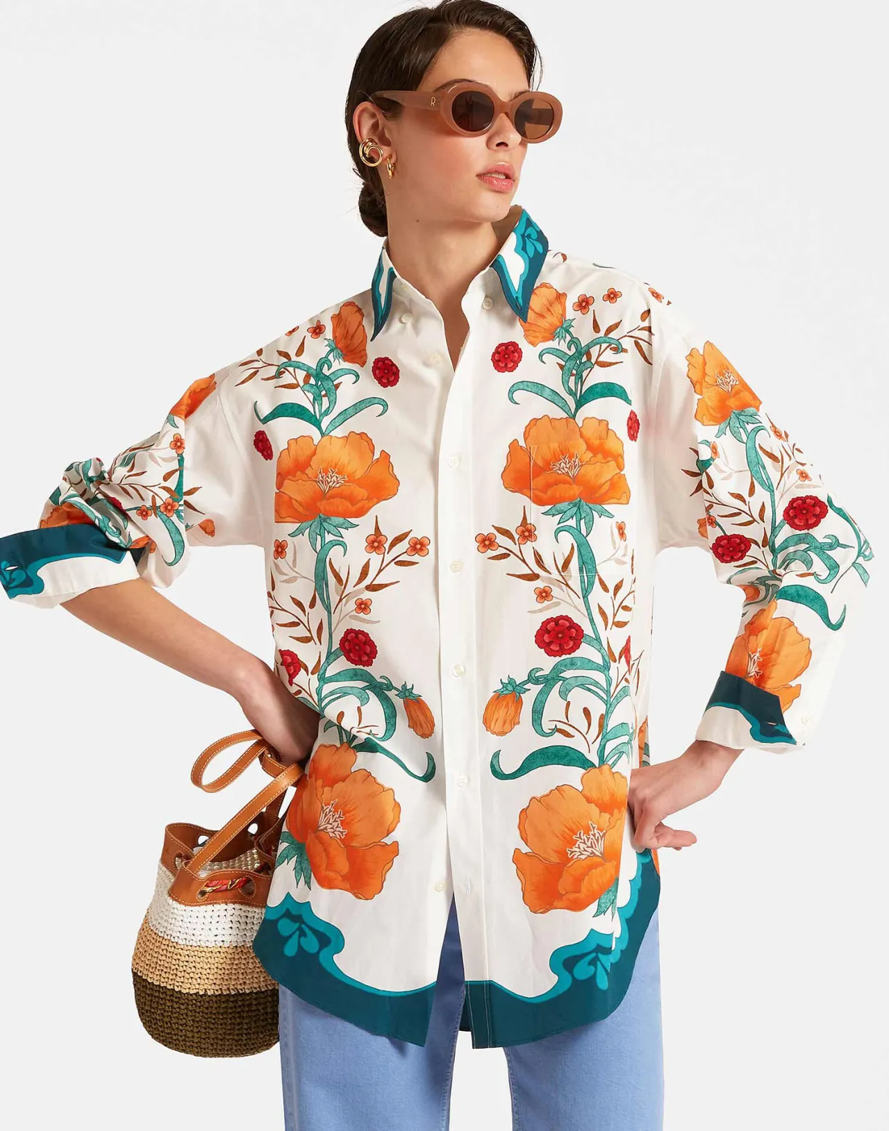 Cheap La DoubleJ Better Than Your Boyfriend's ShirtMorpheus Placée Orange in Summer Poplin