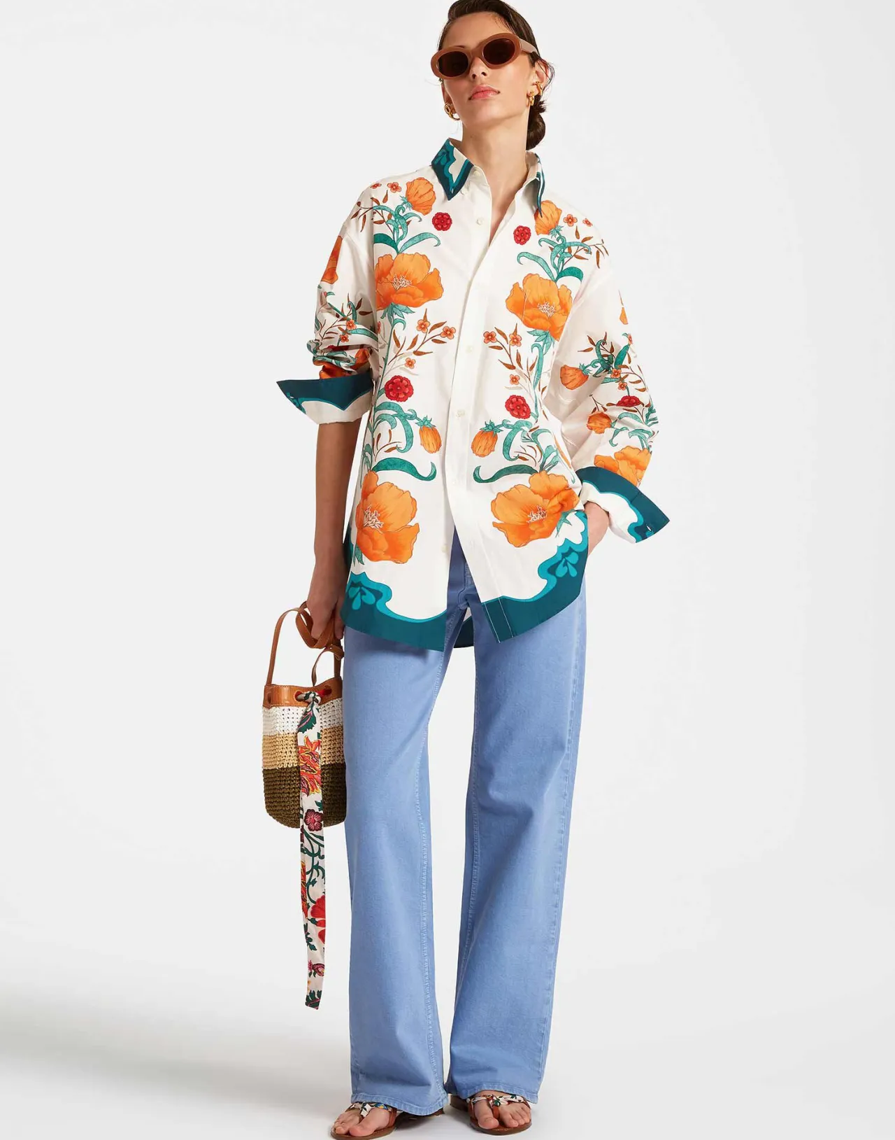 Cheap La DoubleJ Better Than Your Boyfriend's ShirtMorpheus Placée Orange in Summer Poplin