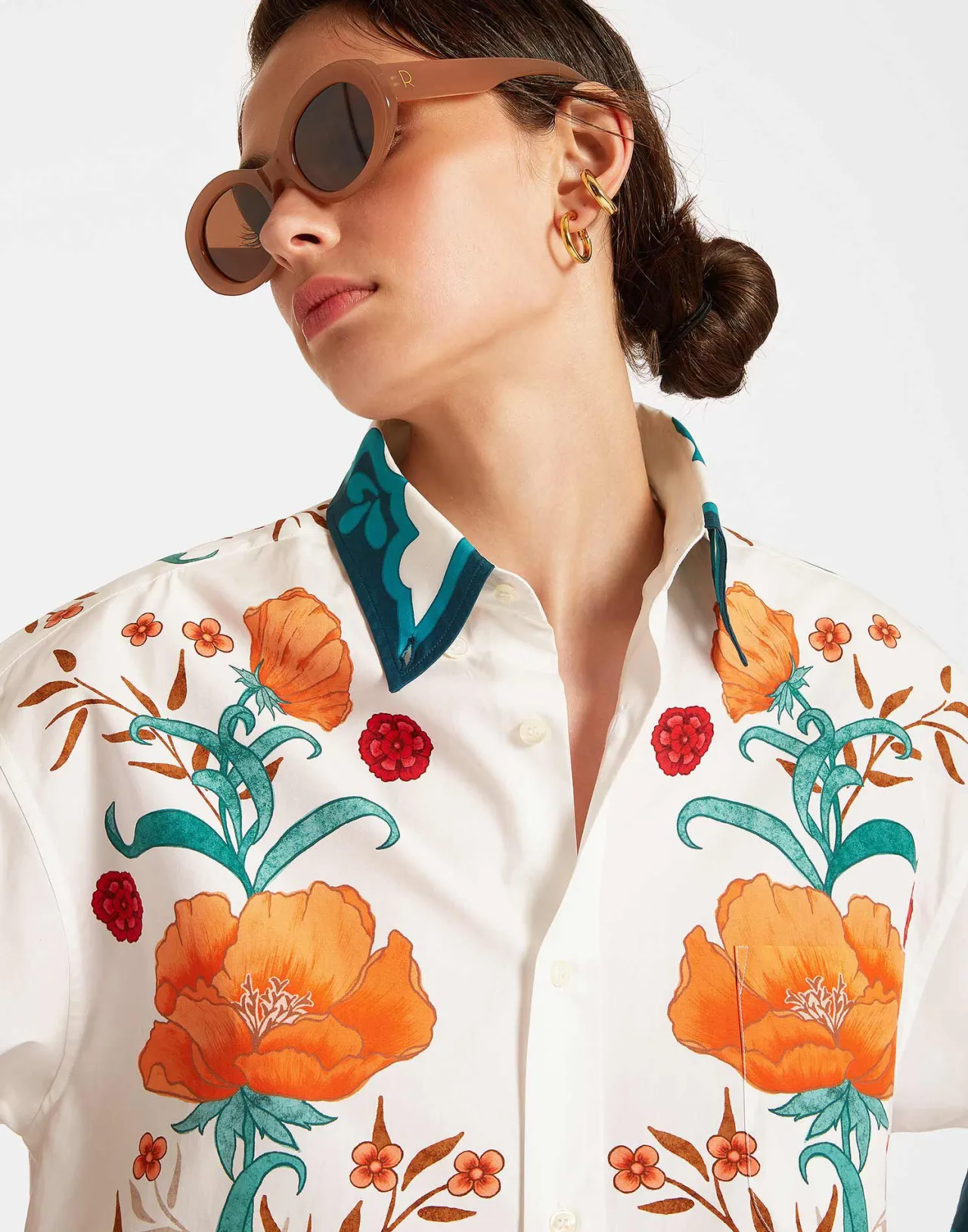Cheap La DoubleJ Better Than Your Boyfriend's ShirtMorpheus Placée Orange in Summer Poplin