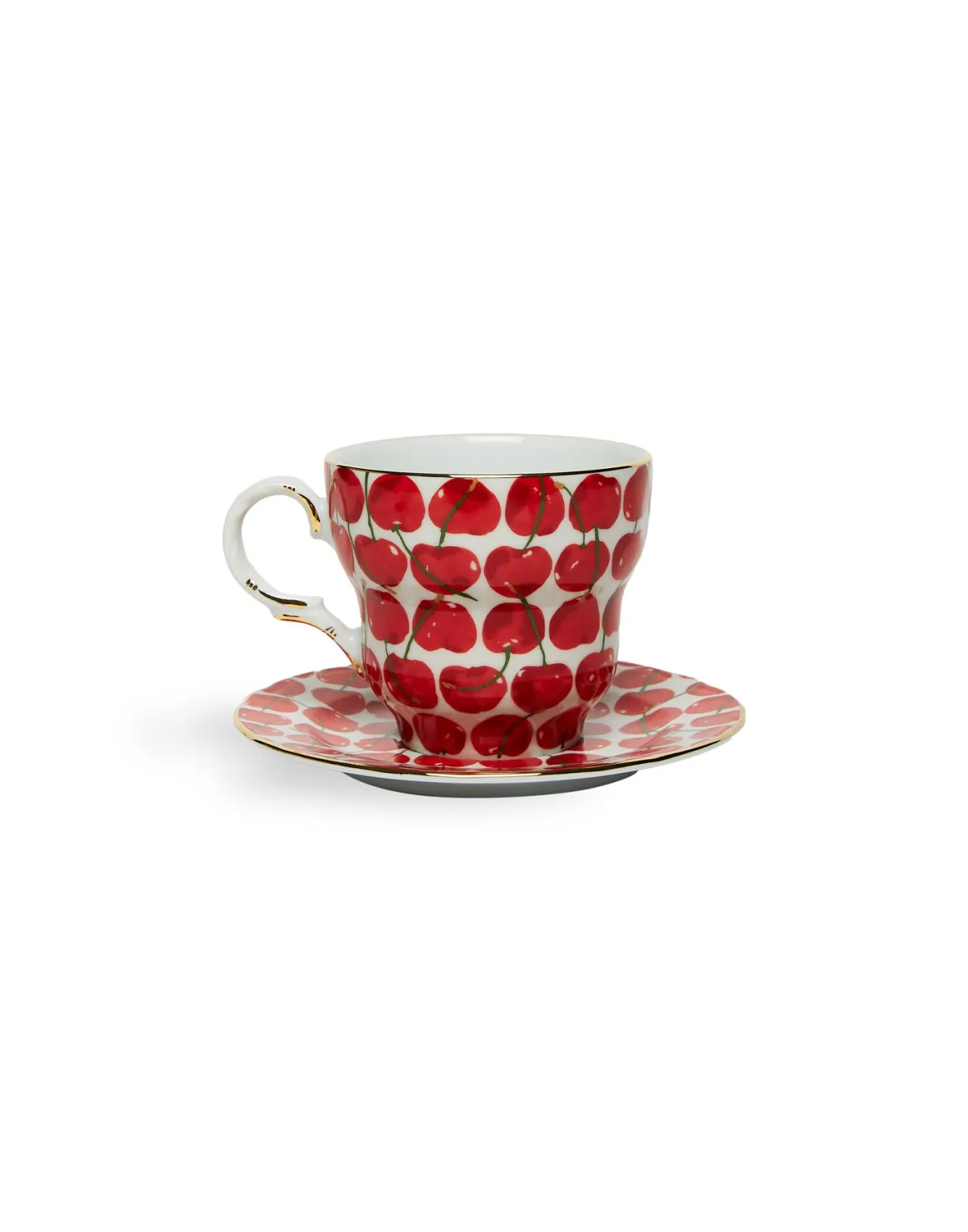Clearance La DoubleJ Big Mama Cup And SaucerCherries Avorio in Porcelain