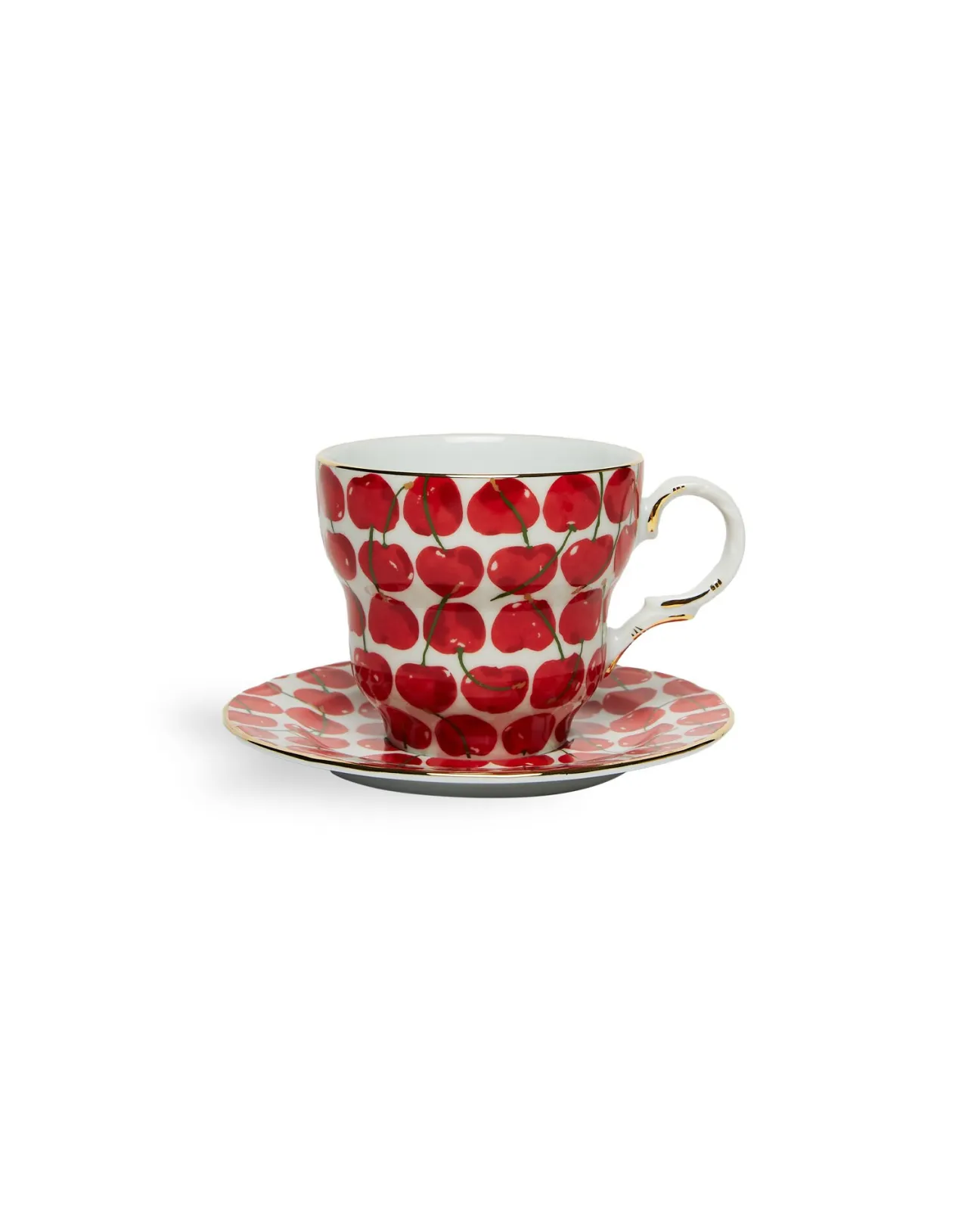 Clearance La DoubleJ Big Mama Cup And SaucerCherries Avorio in Porcelain