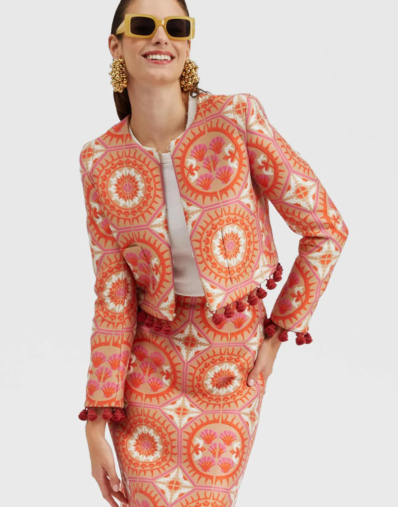 Sale La DoubleJ Bijoux JacketSun Orange in Jacquard  With Tassels