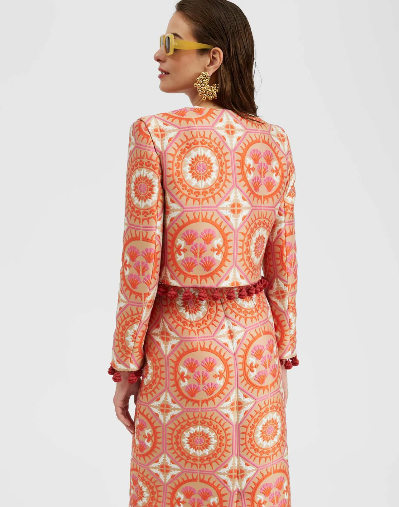 Sale La DoubleJ Bijoux JacketSun Orange in Jacquard  With Tassels