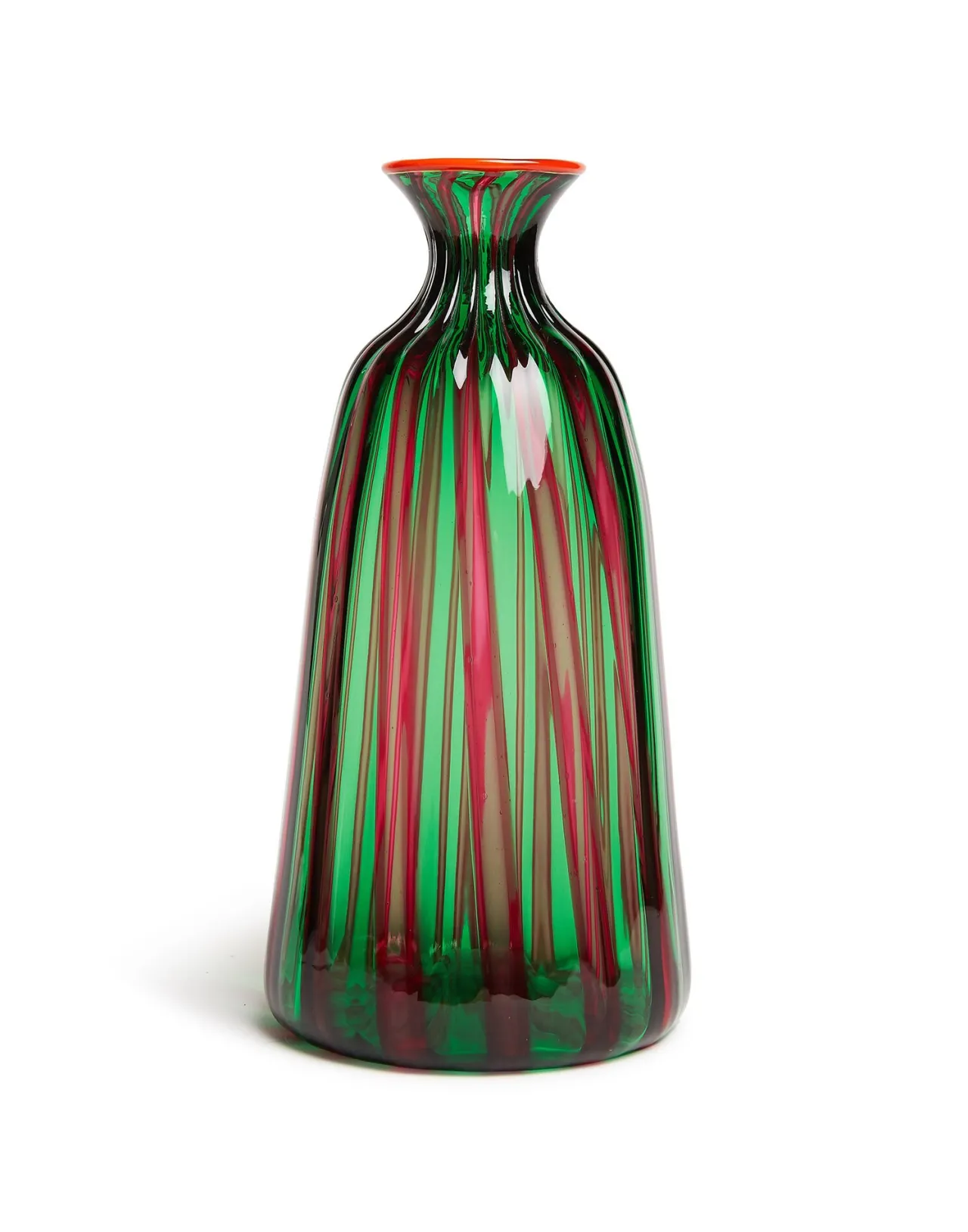 Clearance La DoubleJ Bottiglia Vase (Ridged)Verde/Fucsia in Glass