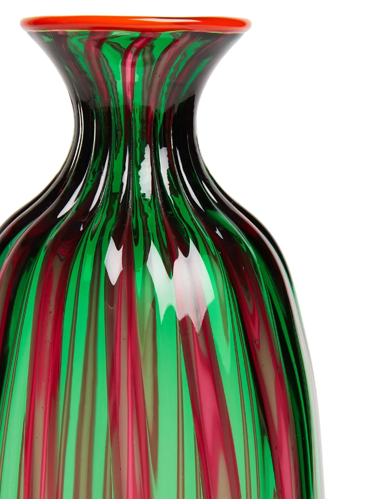 Clearance La DoubleJ Bottiglia Vase (Ridged)Verde/Fucsia in Glass