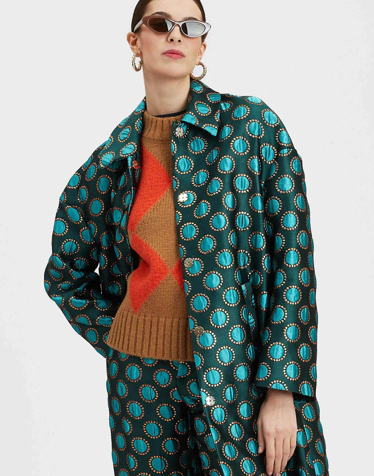 Sale La DoubleJ Boxy CoatWinter Sun Emerald in Jacquard