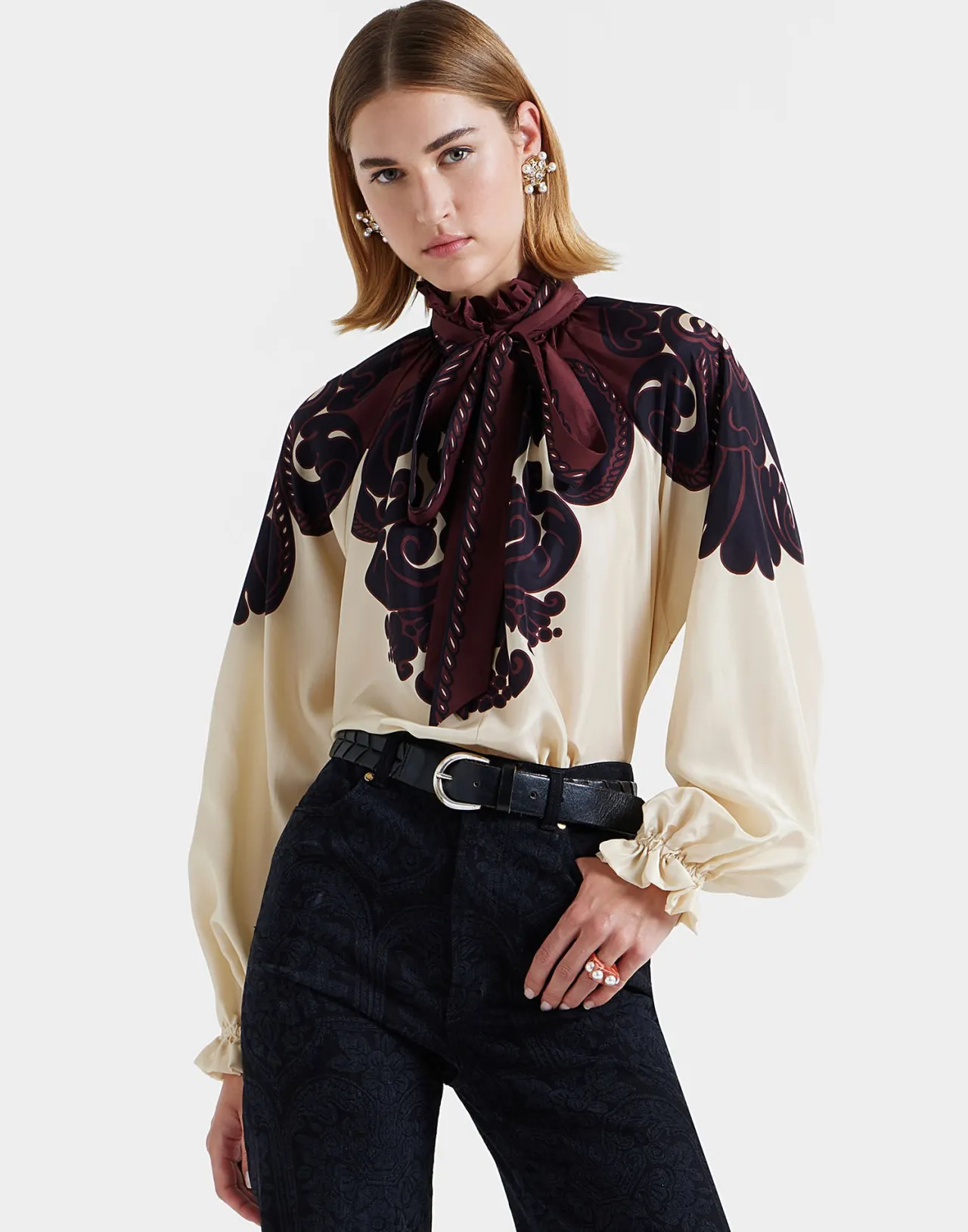 Online La DoubleJ Cerere BlouseCorsini Placée Cream in Silk Voile