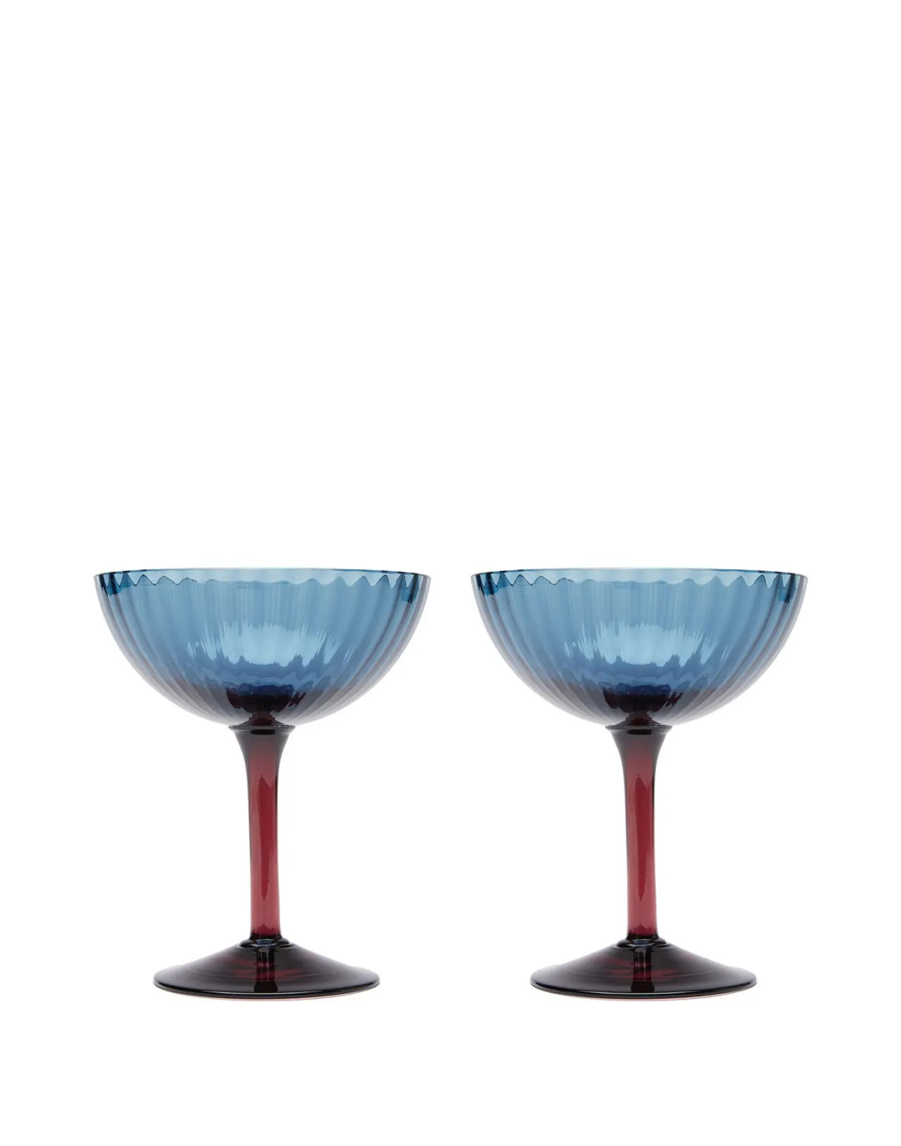 Fashion La DoubleJ Champagne Coupe Set of 2Blu Fumé in Glass