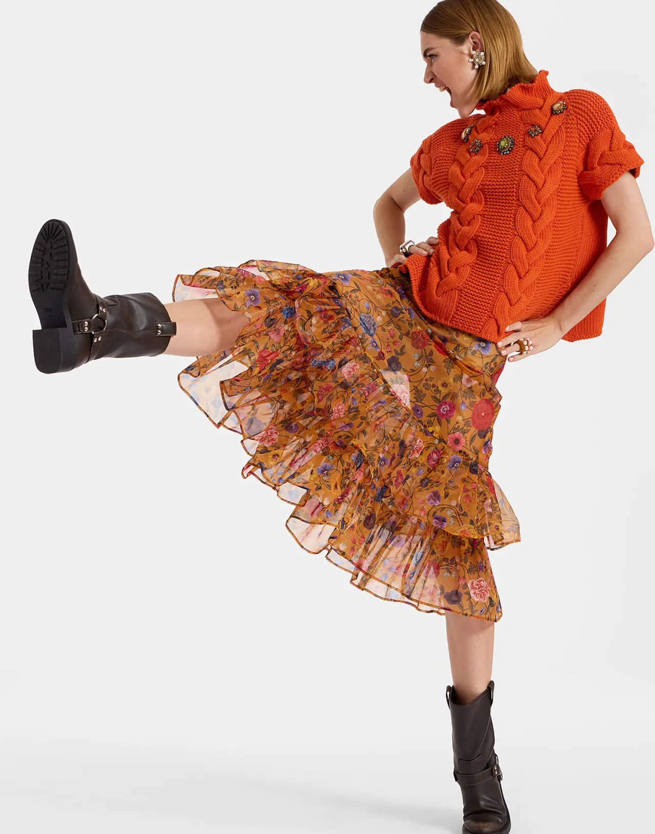 Online La DoubleJ Charlotte SkirtBotticelli Rust in Organza