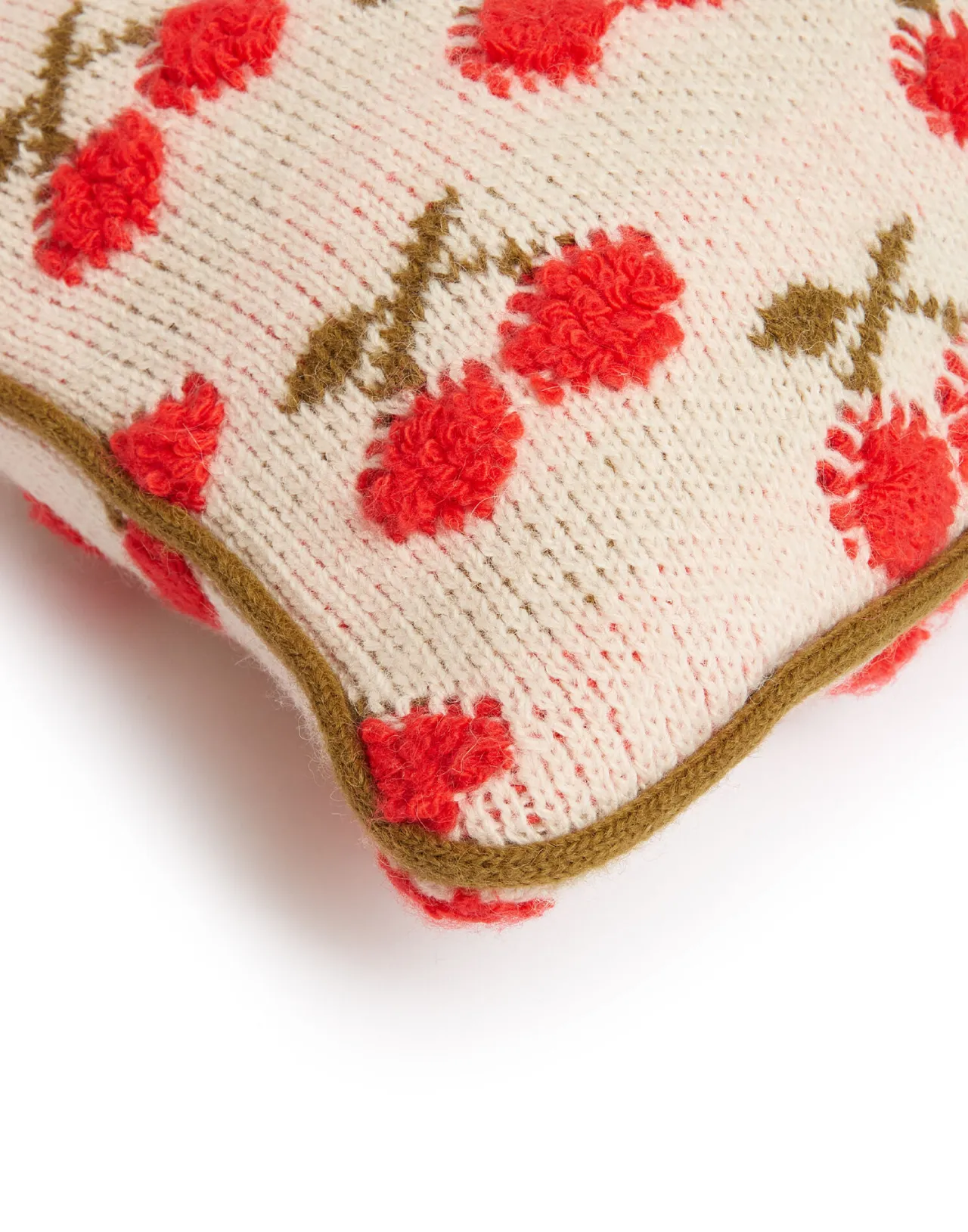 Online La DoubleJ Cherry Knitted CushionOff White in Wool