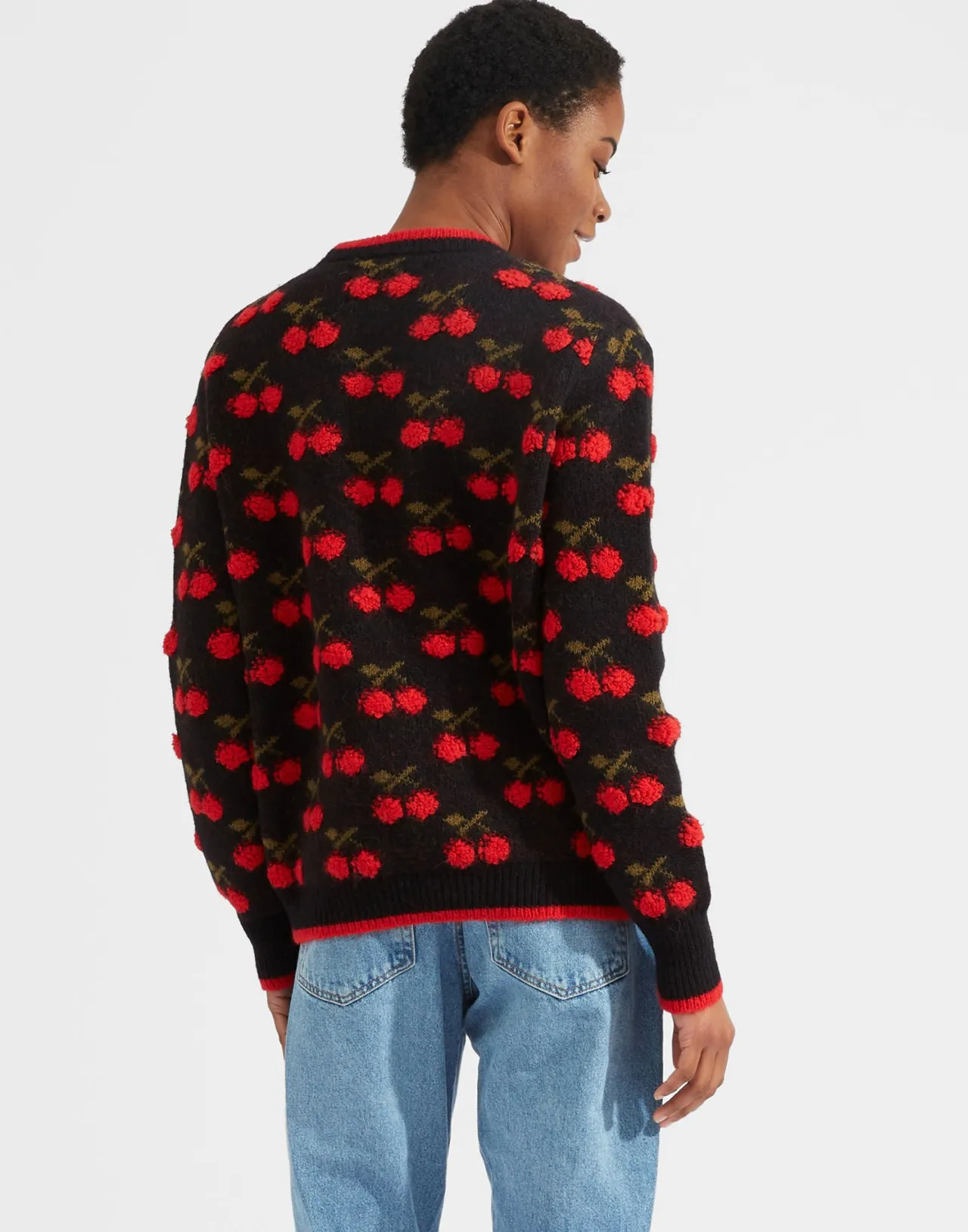 Fashion La DoubleJ Cherry SweaterBlack / Red in Wool