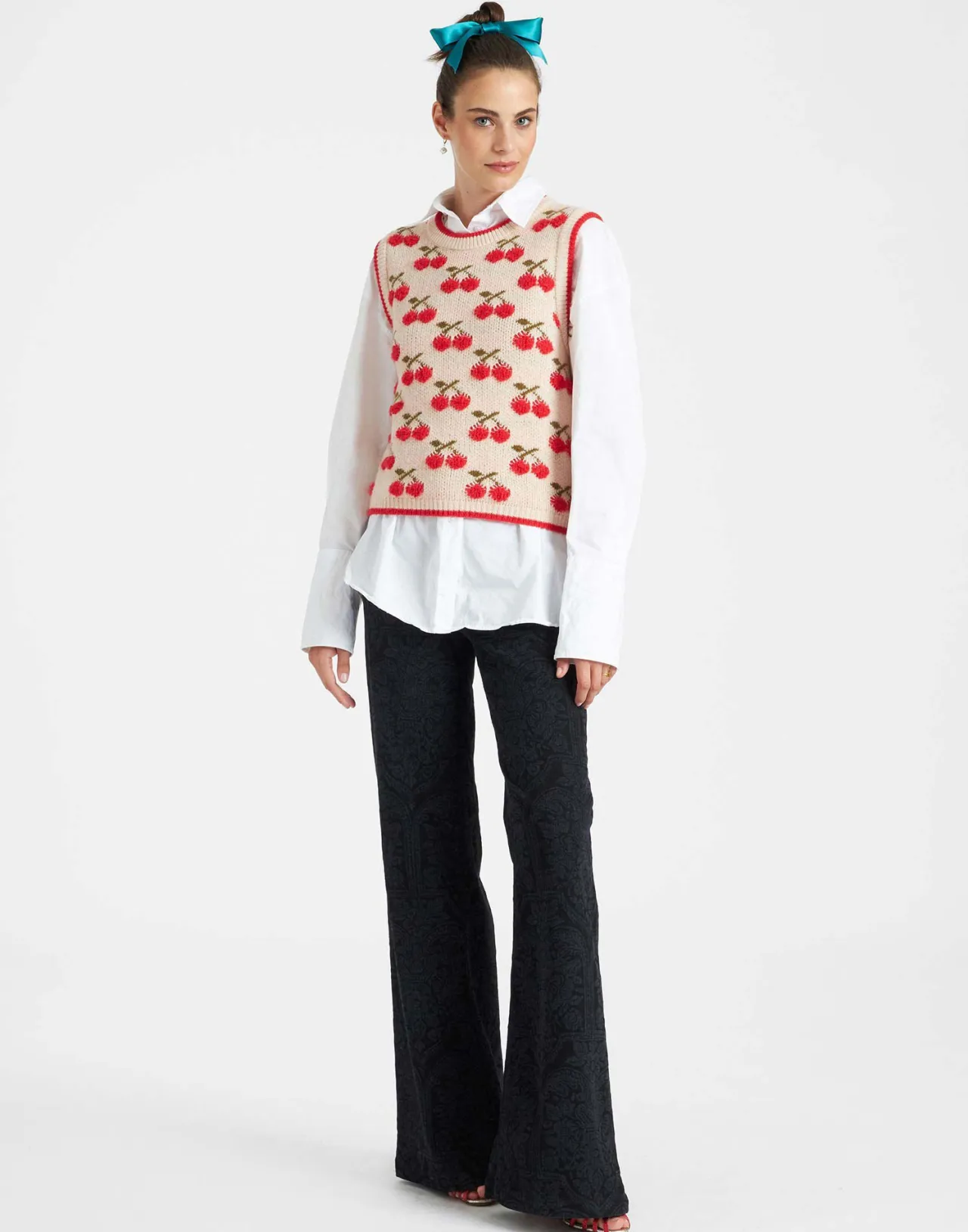 Fashion La DoubleJ Cherry VestOff White in Wool