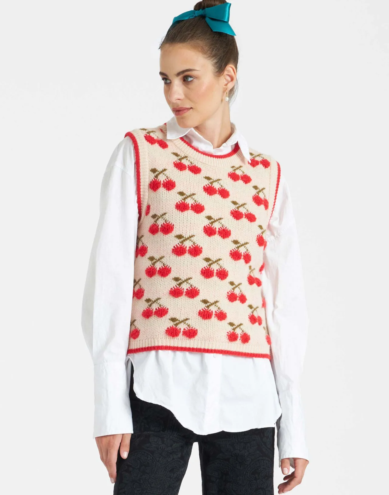 Fashion La DoubleJ Cherry VestOff White in Wool