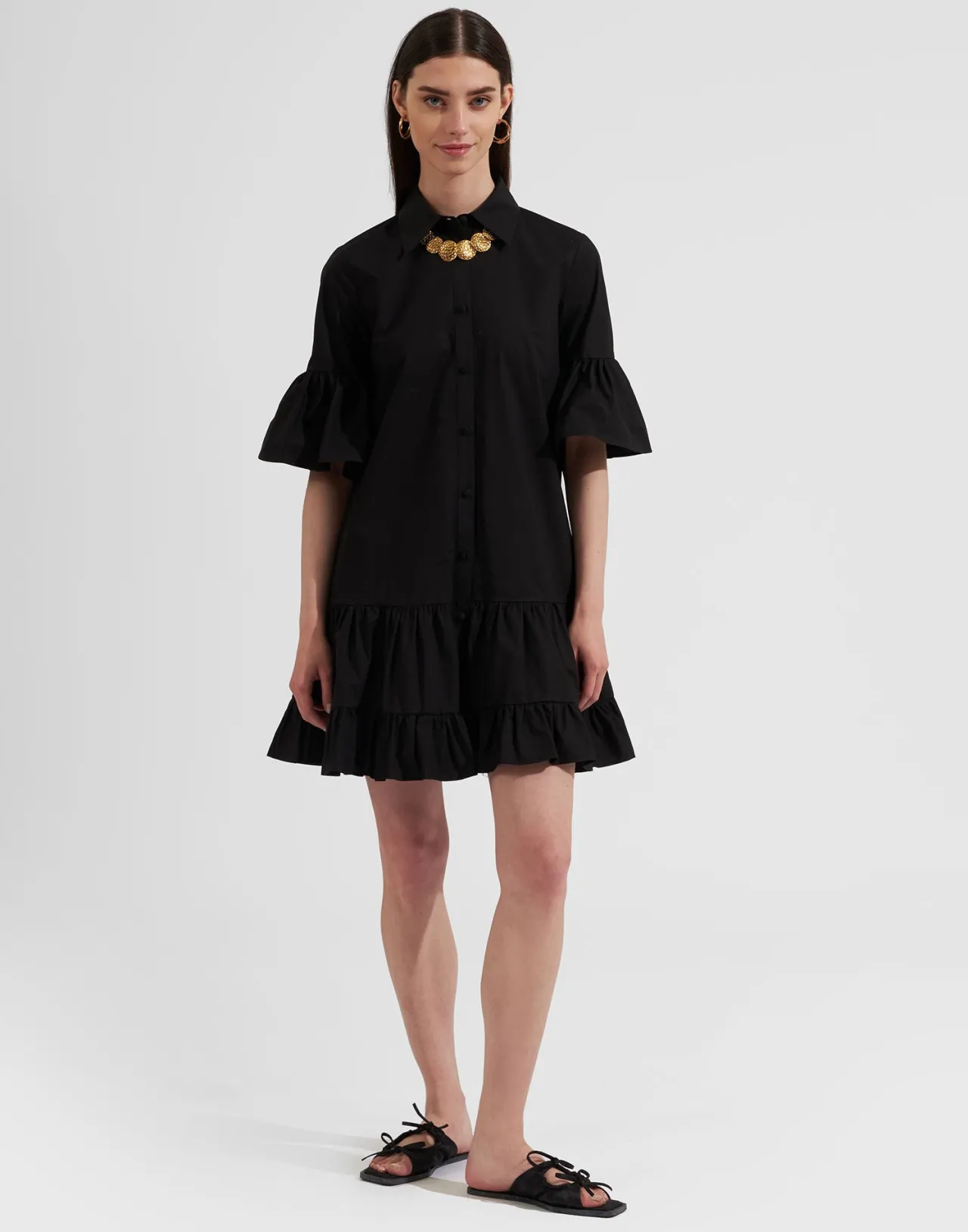 Best La DoubleJ Choux DressSolid Black in Cotton Poplin