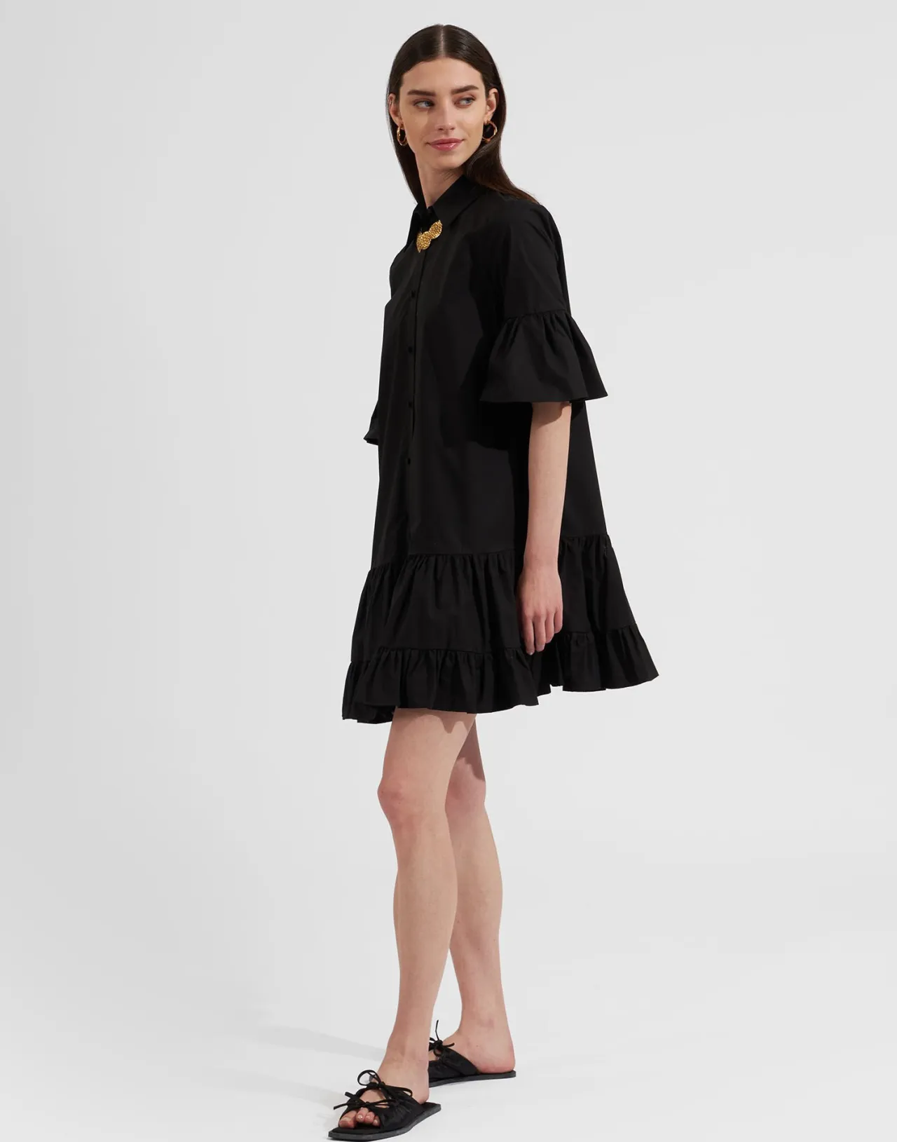 Best La DoubleJ Choux DressSolid Black in Cotton Poplin