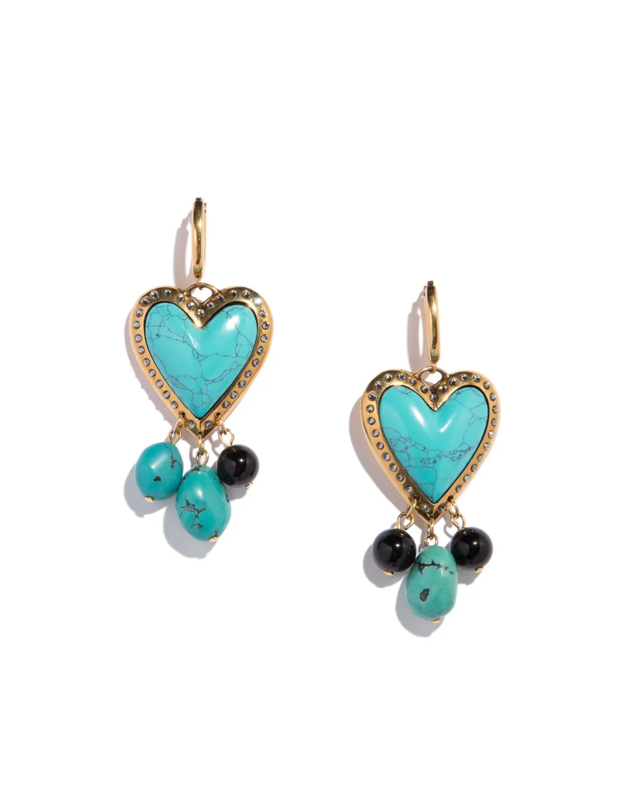 Store La DoubleJ Cuore Piccolo EarringsSolid Acquamarine in Gold Plated Brass