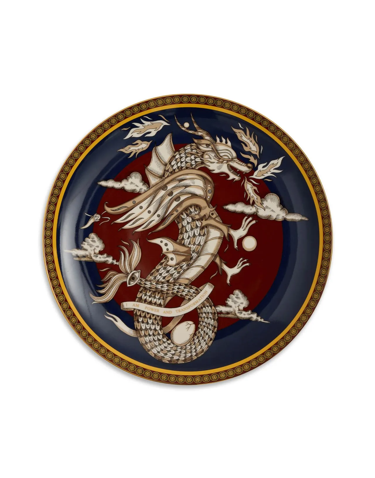 Cheap La DoubleJ Decorative PlateThe Dragon Midnight Blue in Porcelain