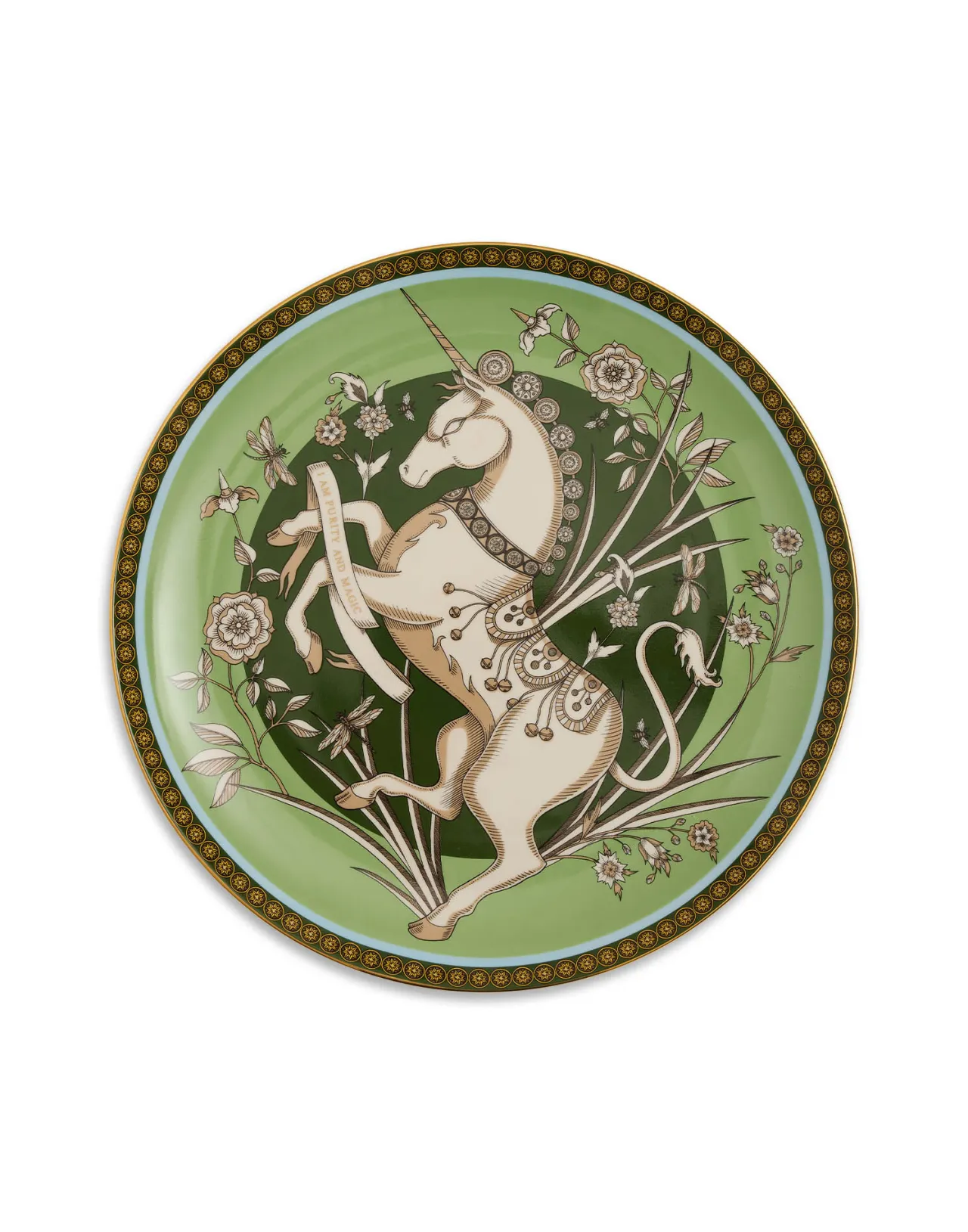 Clearance La DoubleJ Decorative PlateThe Unicorn Light Green in Porcelain