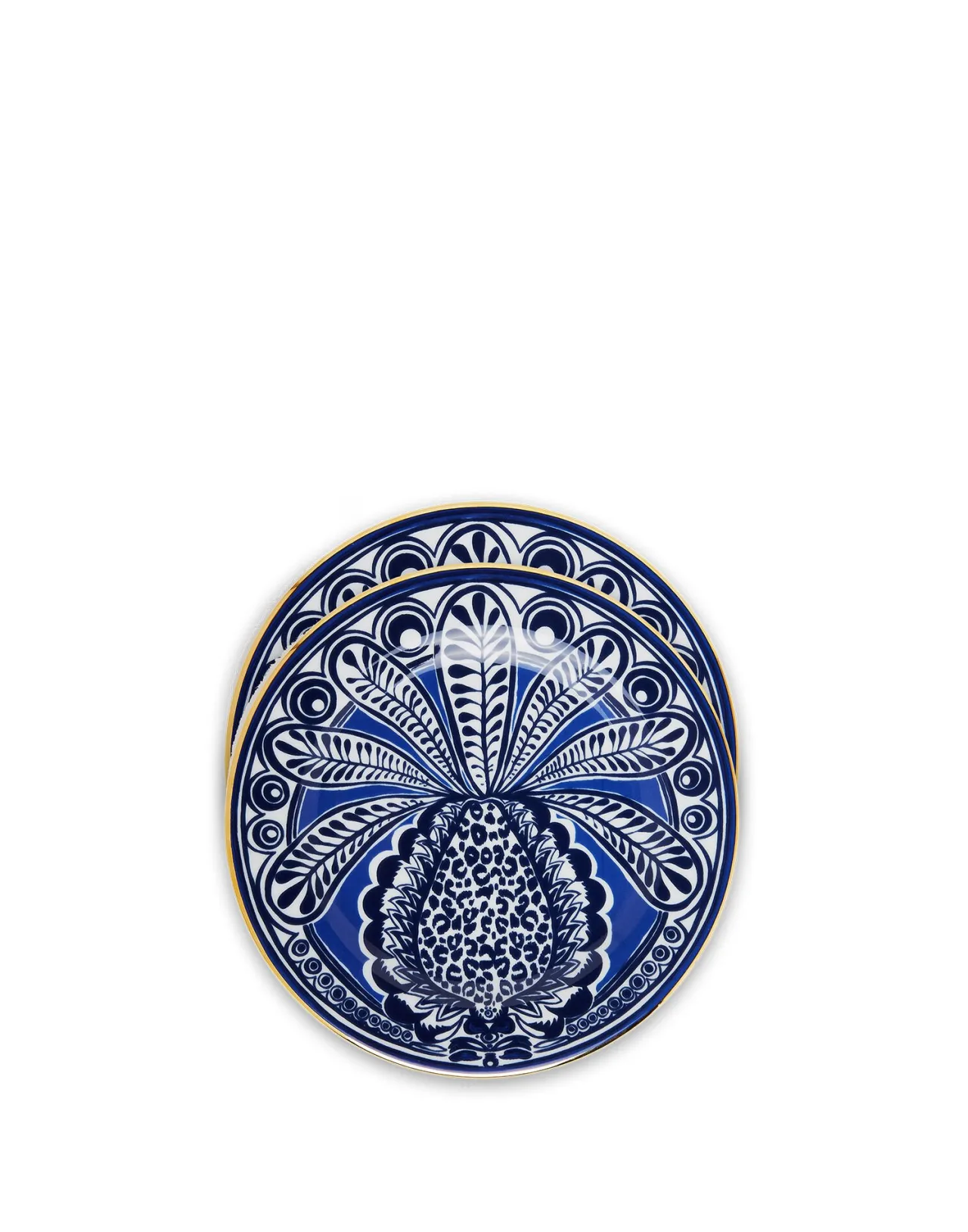 Best La DoubleJ Dessert Plate Set of 2Big Pineapple Blu in Porcelain