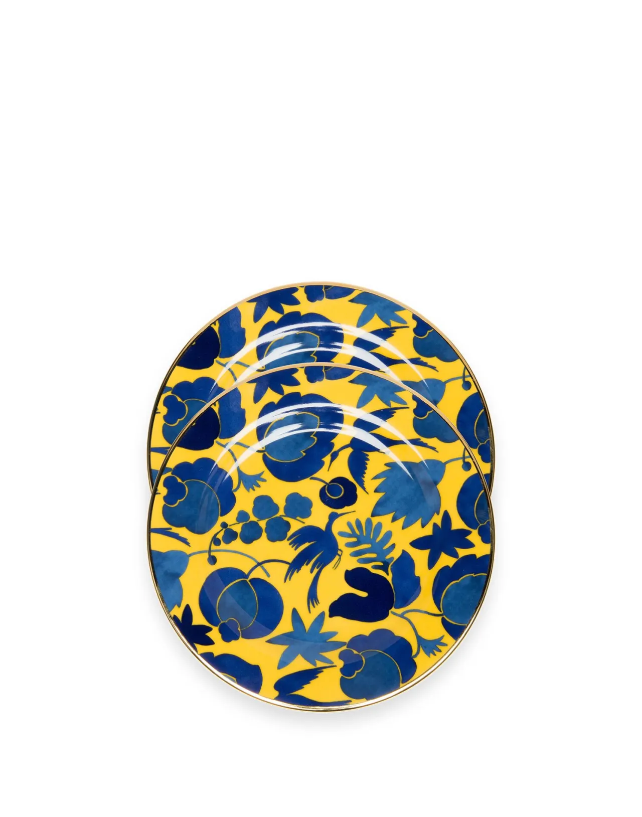 Sale La DoubleJ Dessert Plate Set of 2Wildbird Giallo/Blu in Porcelain