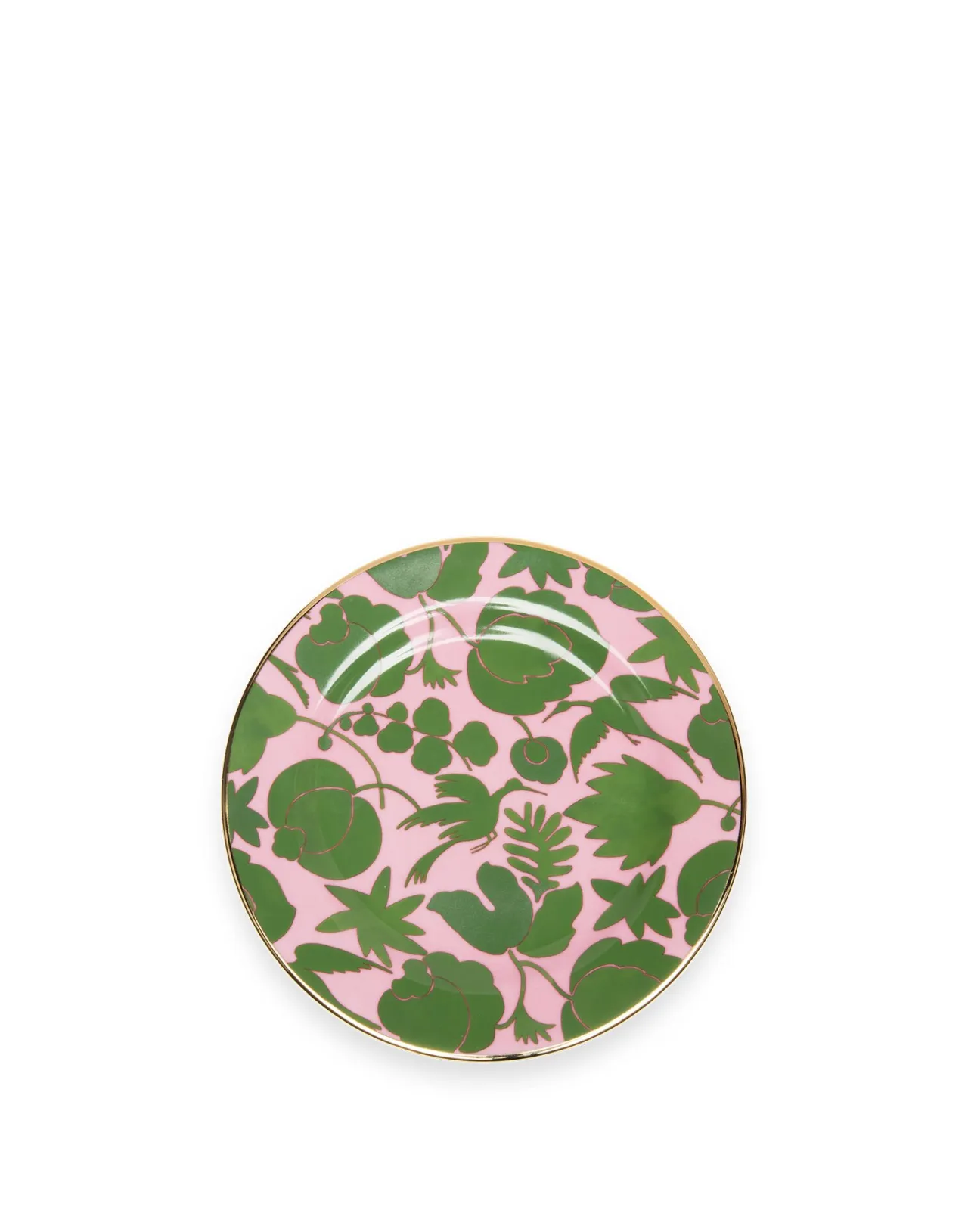 Hot La DoubleJ Dessert Plate Set of 2Wildbird Rosa/Verde in Porcelain