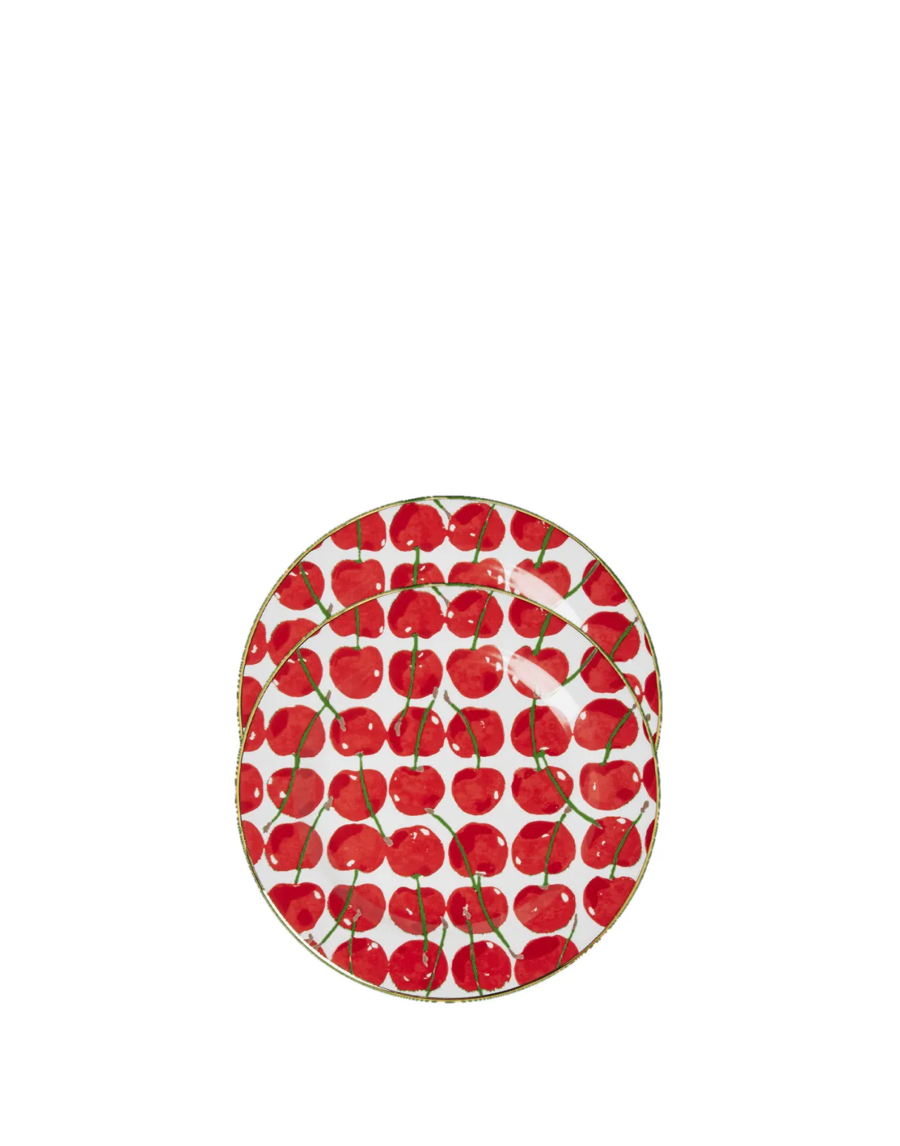 Best La DoubleJ Dessert Plates Set Of 2Cherries Avorio in Porcelain