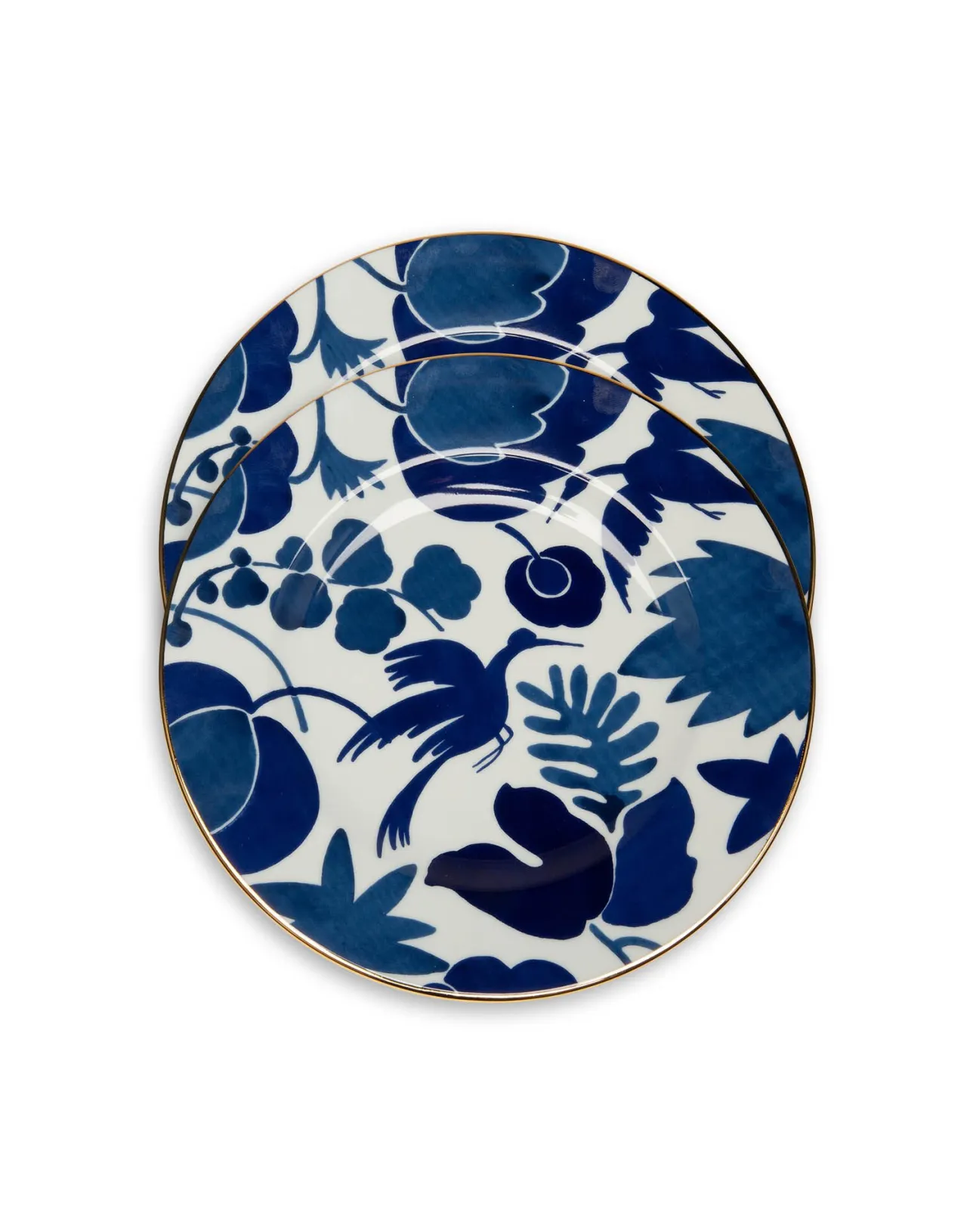 Best La DoubleJ Dinner Plates Set Of 2Wildbird Blue in Porcelain