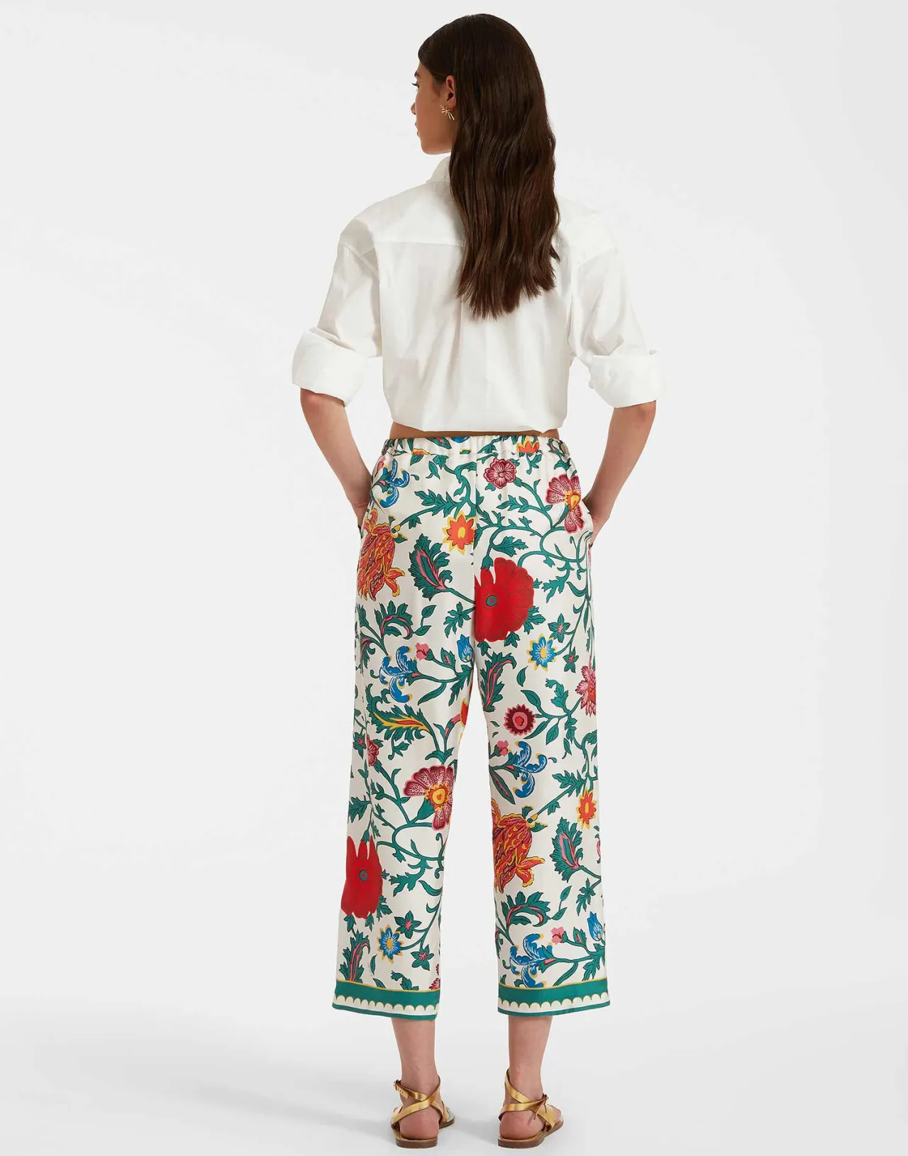 Outlet La DoubleJ Drawstring PantsDragonflower Multicolor in Silk Twill