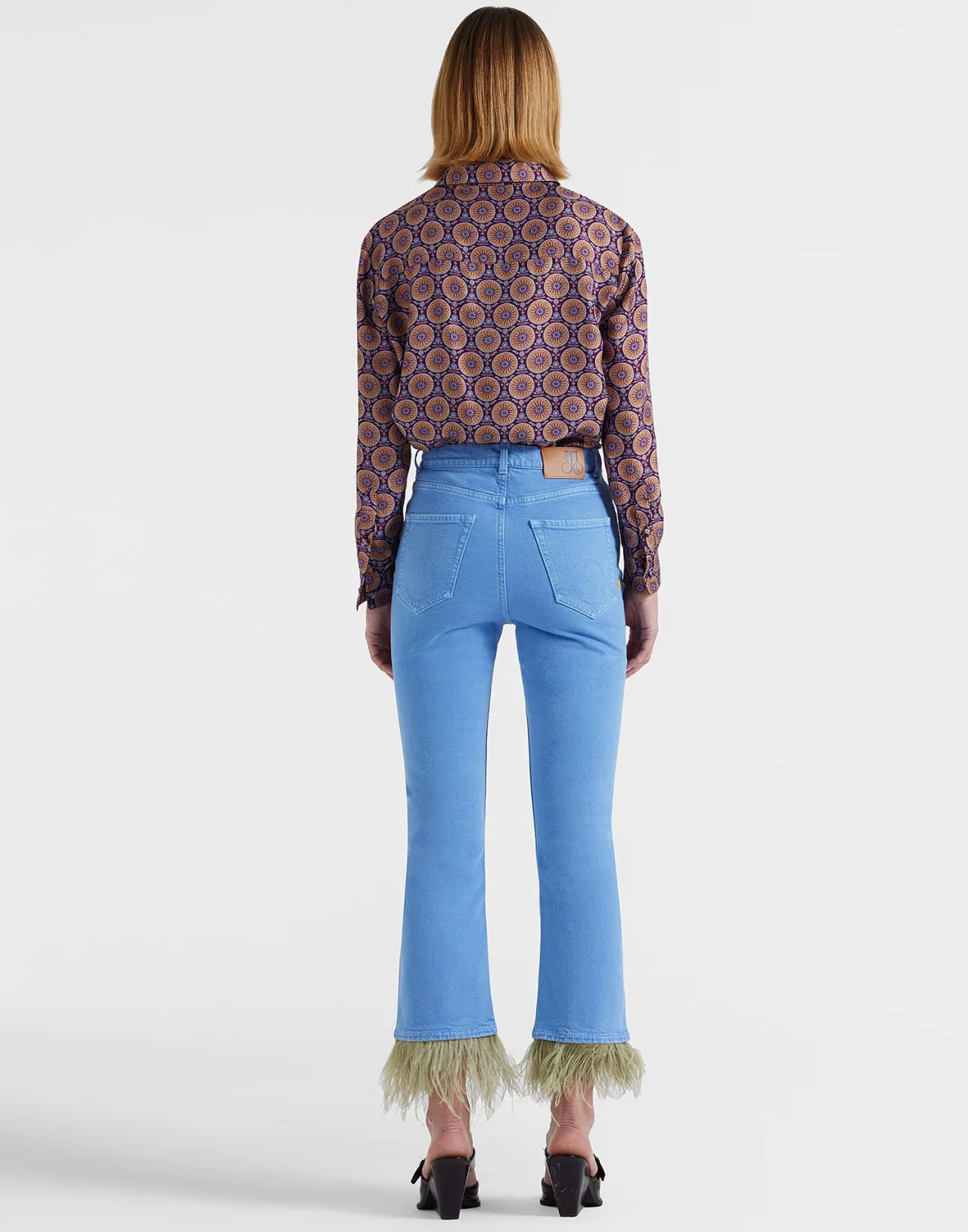 Best Sale La DoubleJ Fancy Crop Jeans (With Feathers)Light Blue in Denim