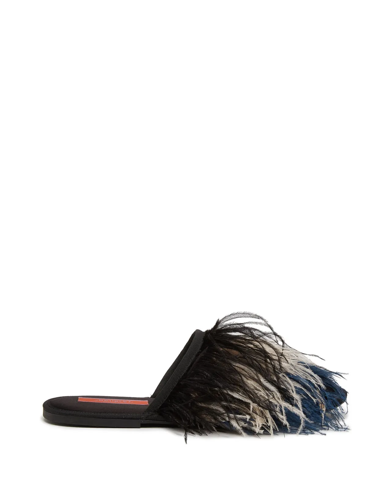 Shop La DoubleJ Feather SlipperSolid Black in Raso