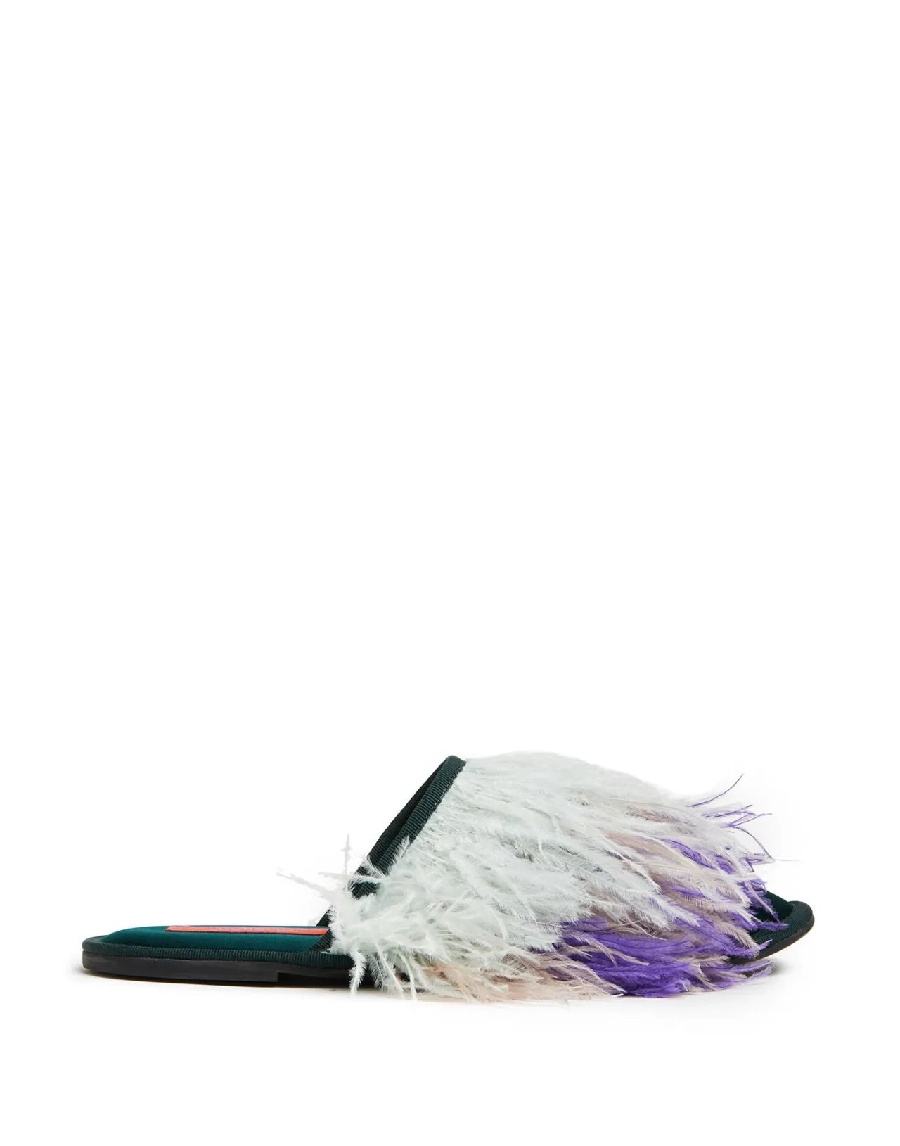 Store La DoubleJ Feather SlippersSolid Green in Raso