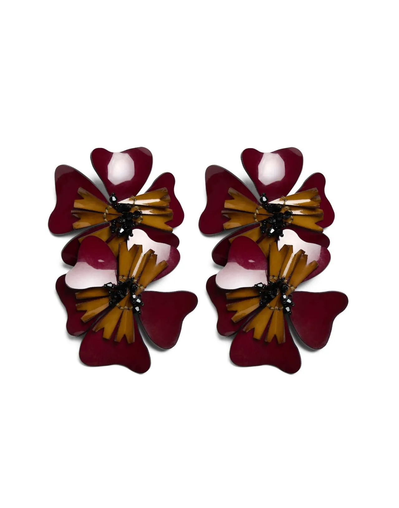 Cheap La DoubleJ Flora EarringsSolid Burgundy in Macro Pansy