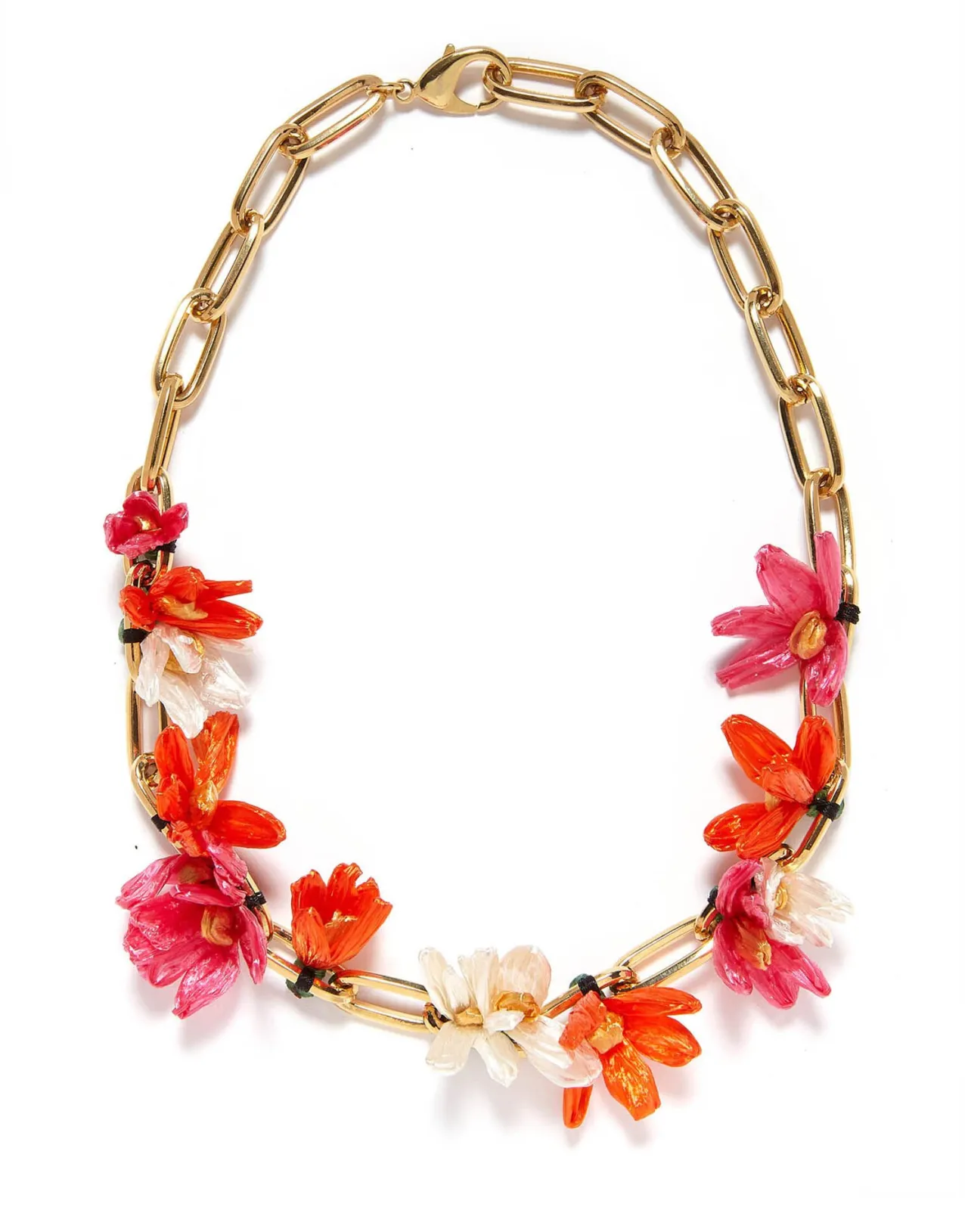 Outlet La DoubleJ Flora NecklaceMulticolor Rosa/Arancio/Bianco in Raffia