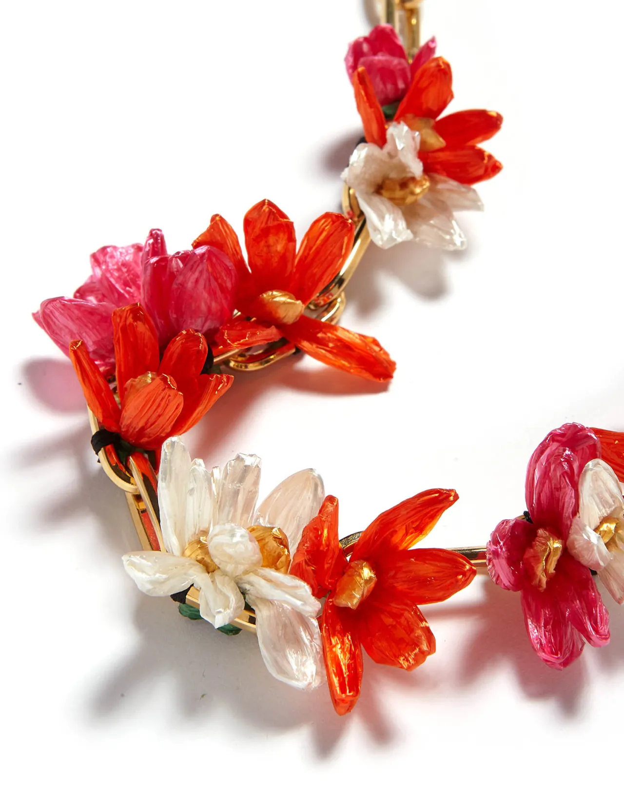 Outlet La DoubleJ Flora NecklaceMulticolor Rosa/Arancio/Bianco in Raffia