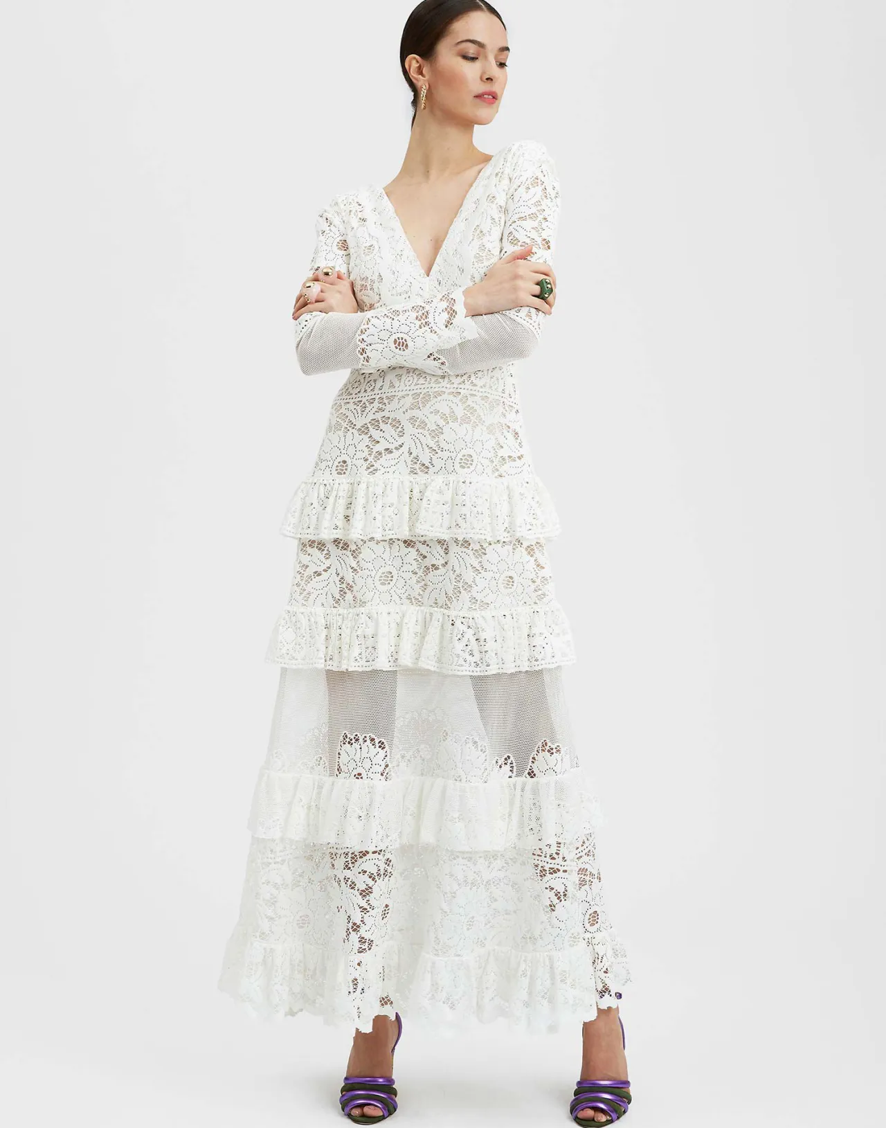 Shop La DoubleJ Footloose Lacey DressWhite in Cotton Lace