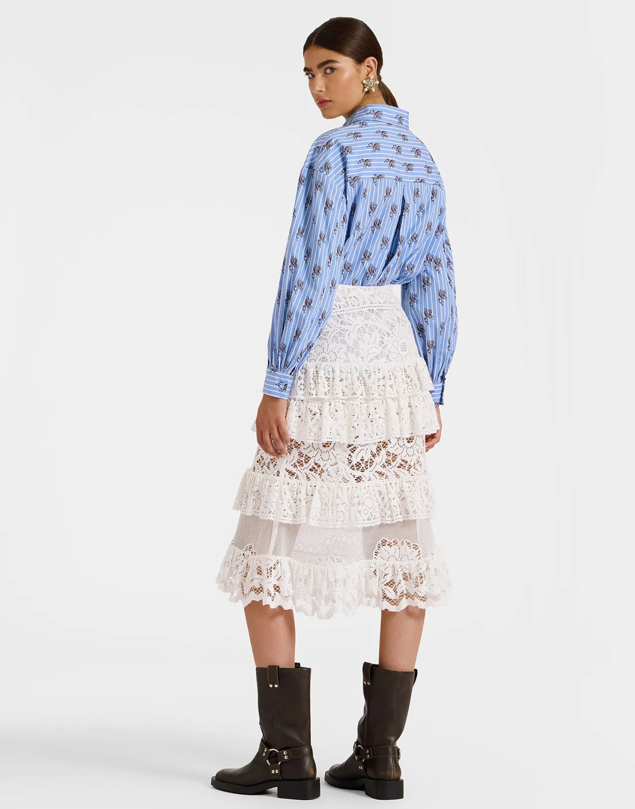 Cheap La DoubleJ Footloose Lacey SkirtWhite in Cotton Lace