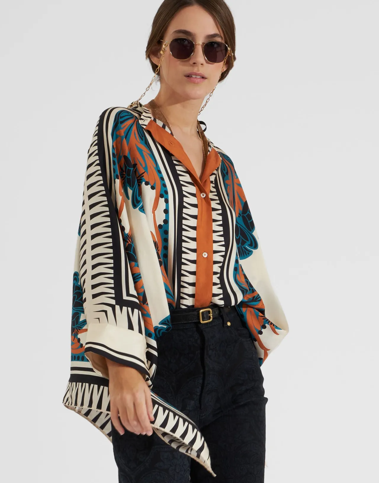 Sale La DoubleJ Foulard ShirtFlorence Placée in Silk Twill