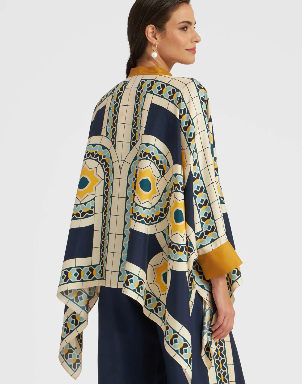 Best Sale La DoubleJ Foulard ShirtMudejar Placée Blue in Silk Twill