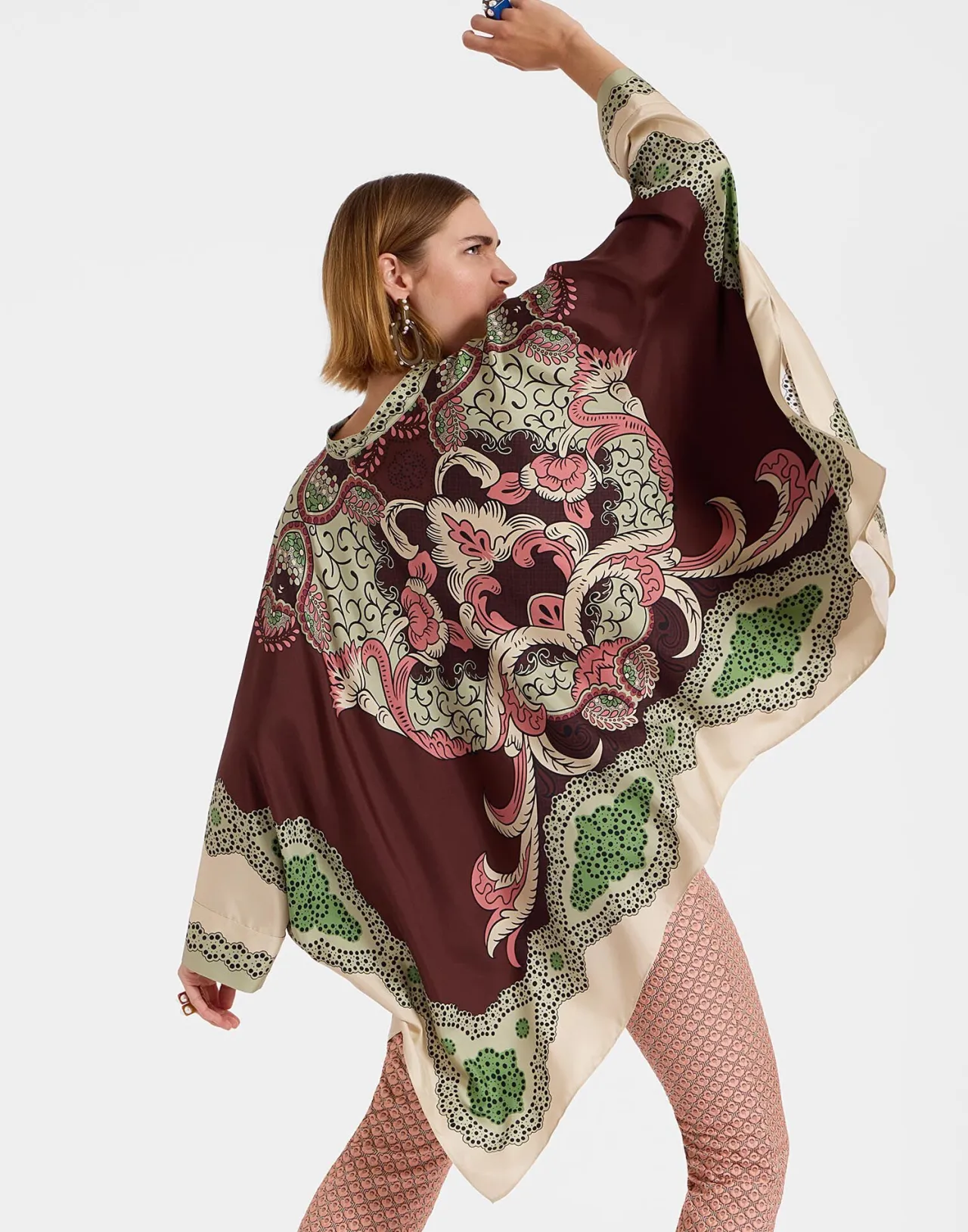 Best Sale La DoubleJ Foulard ShirtPortal Placée Brown in Silk Twill