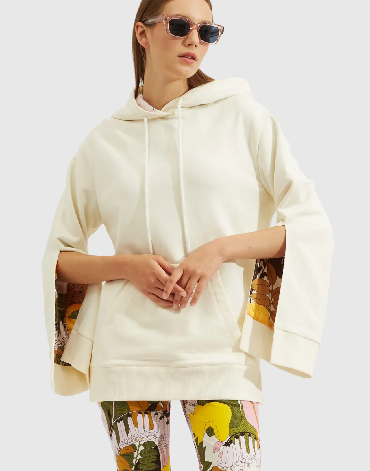 Fashion La DoubleJ Girlfriend HoodieSolid Ivory in Jersey