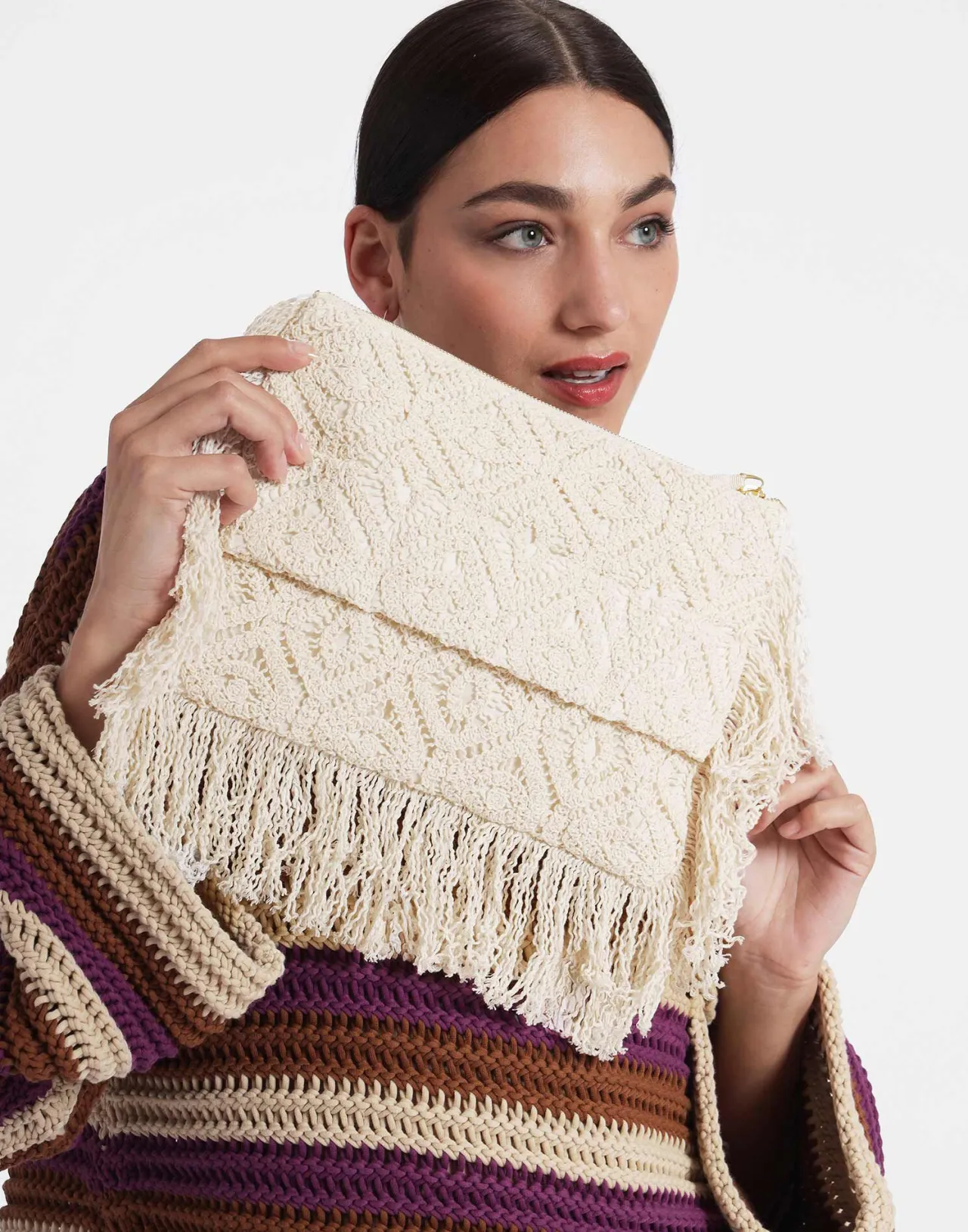 Flash Sale La DoubleJ Hand PochettePlaza Cream in Macramé