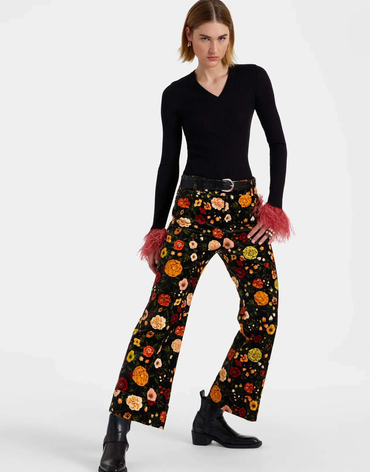 Sale La DoubleJ Hendrix PantsBotticelli Black in Cotton Velvet