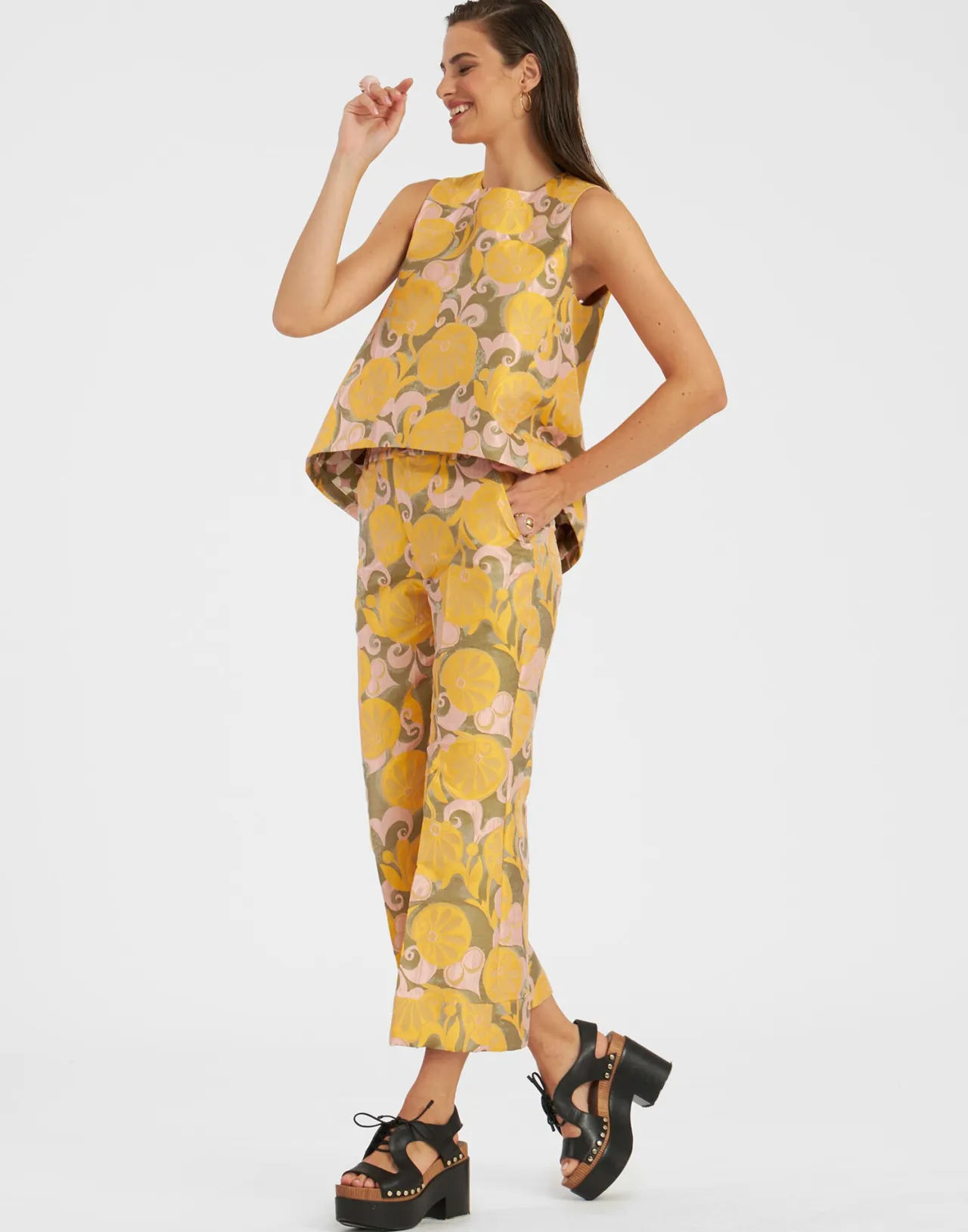 Flash Sale La DoubleJ Hendrix PantsMoonflower Yellow in Jacquard