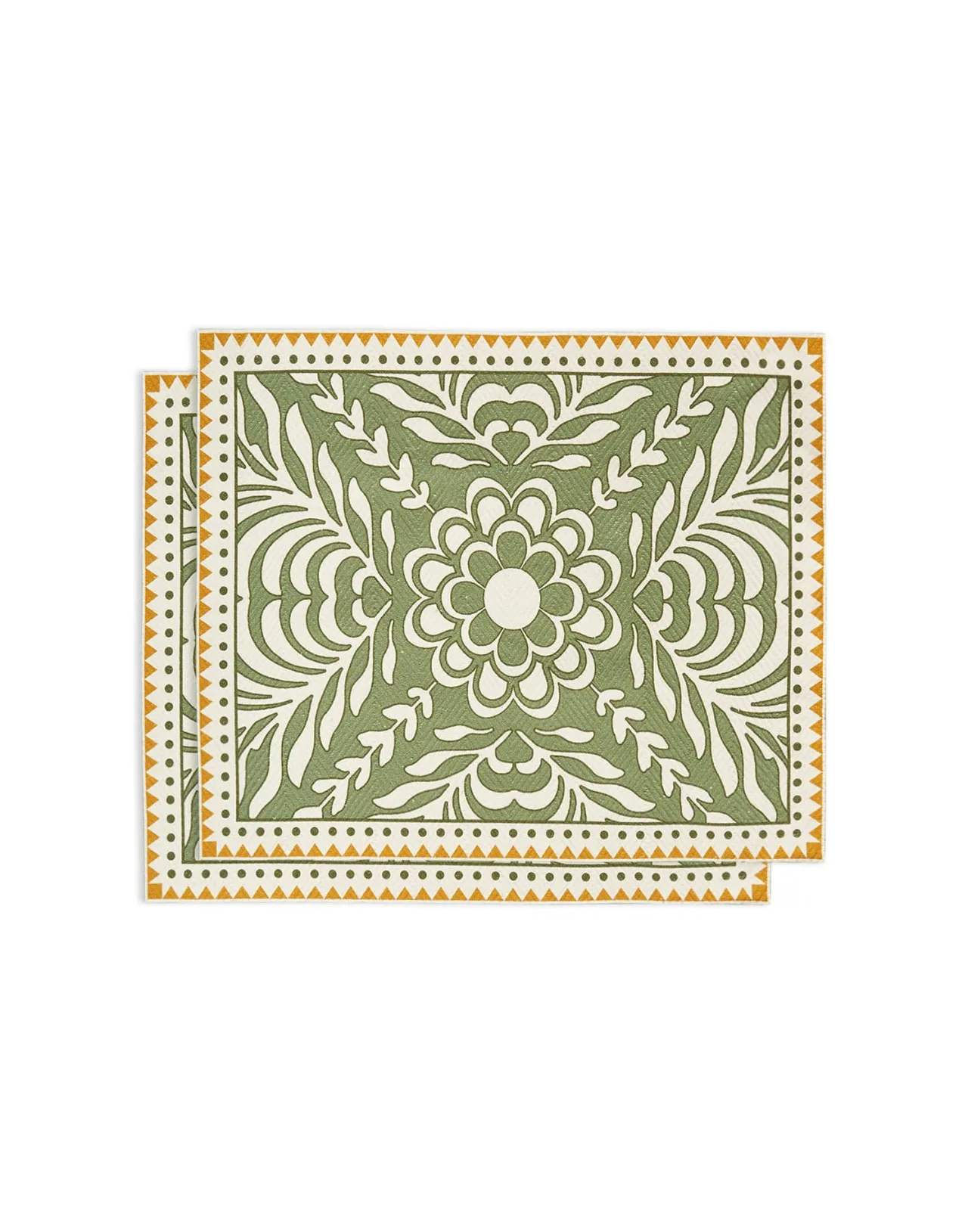 Flash Sale La DoubleJ Herringbone Placemats Set Of 2Tudor Light Green in Cotton Chevron