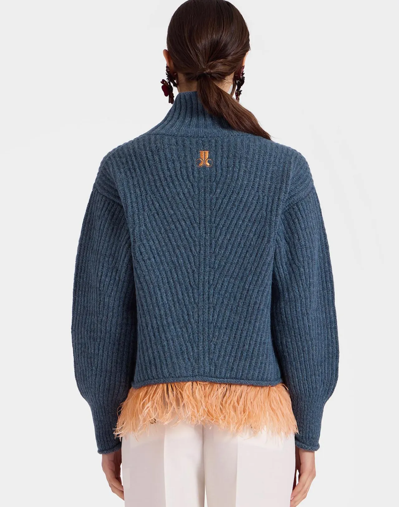 Flash Sale La DoubleJ High Kick SweaterBlue in Wool With Feathers