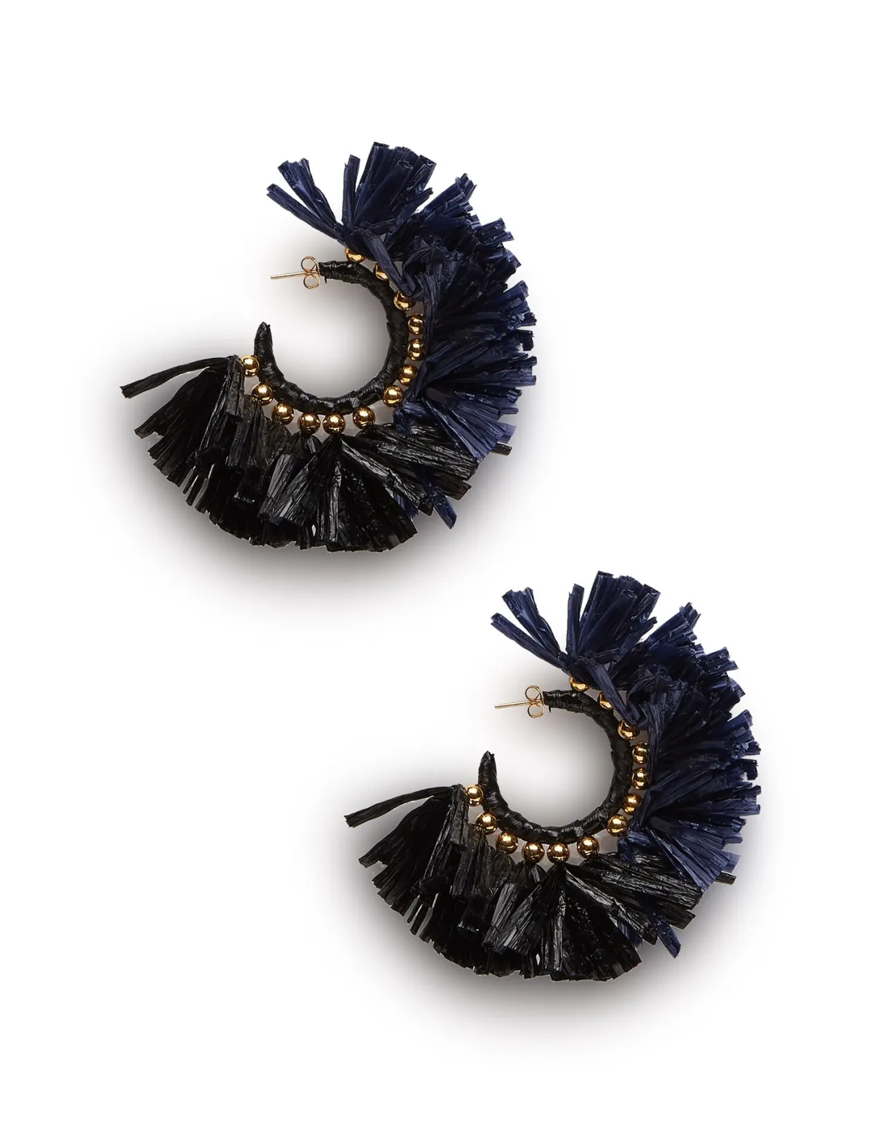 Best La DoubleJ Hoop EarringsMulticolor Blu/Nero in Raffia