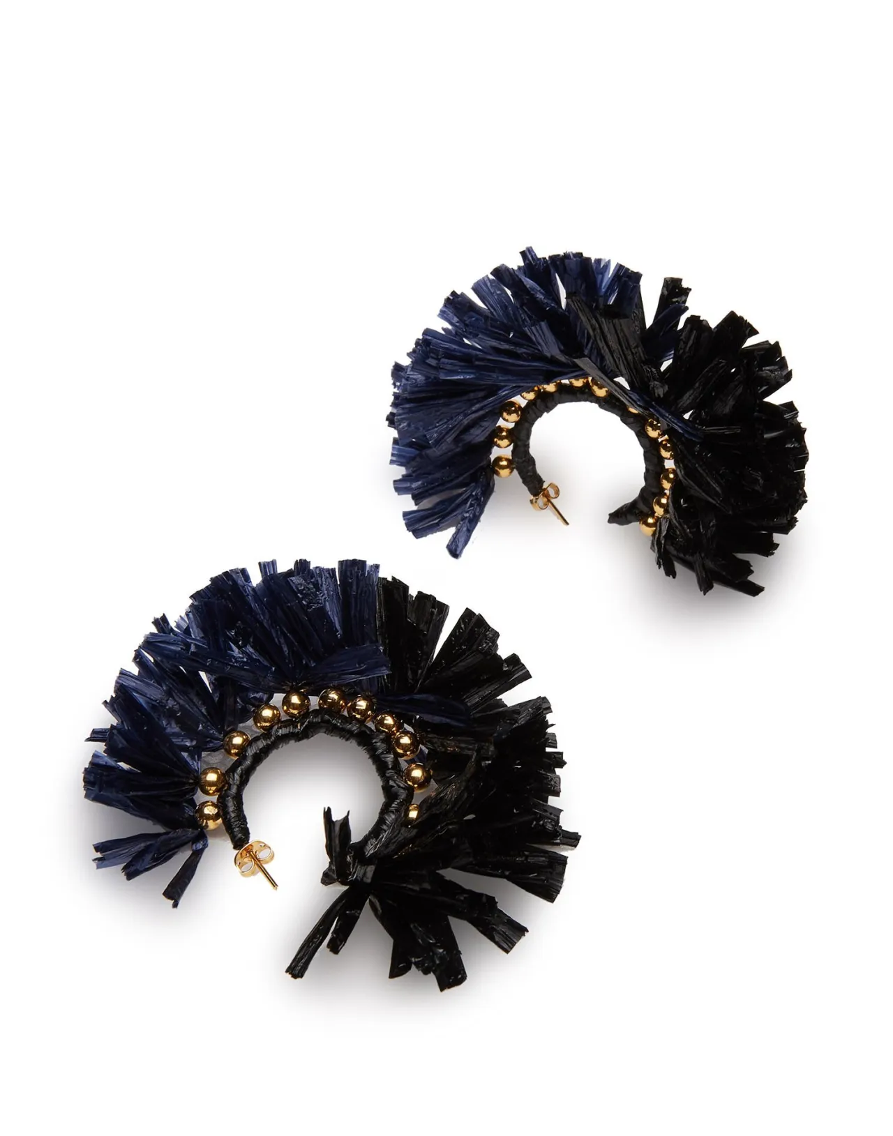 Best La DoubleJ Hoop EarringsMulticolor Blu/Nero in Raffia